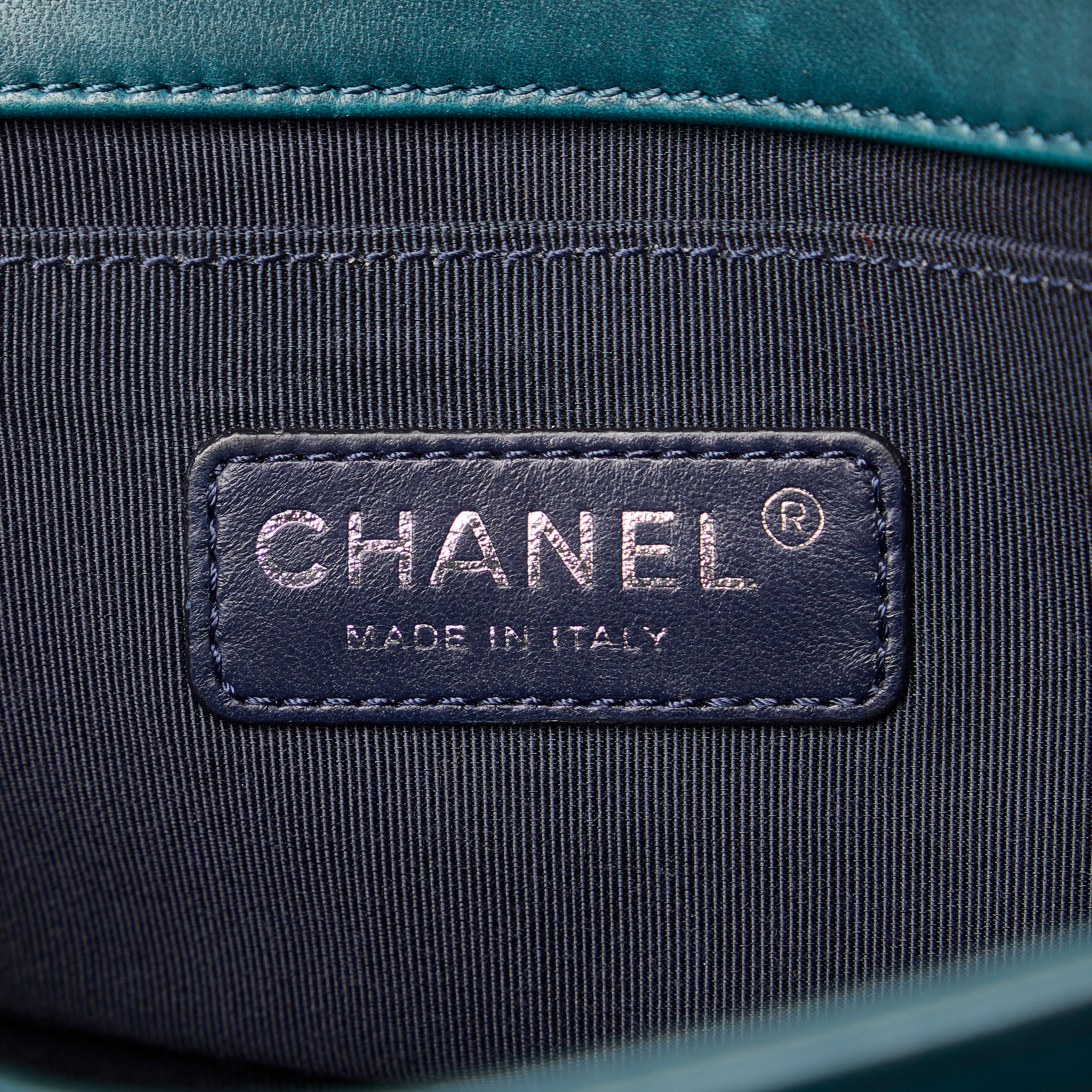 Chanel Green Blue Small Tweed And Velvet Boy Bag