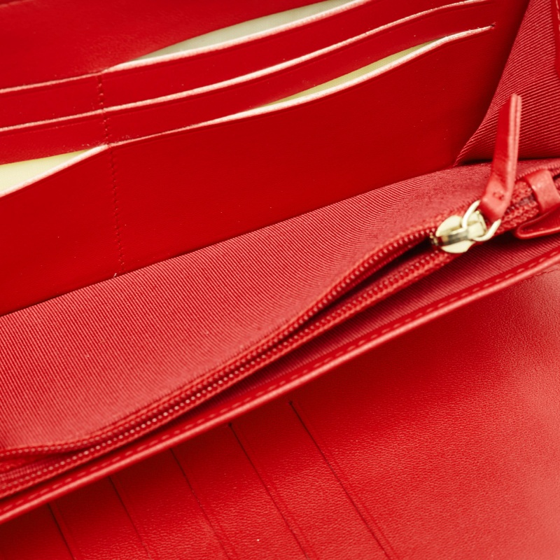 Chanel Red Quilted Leather Zip Around Organizer Wallet