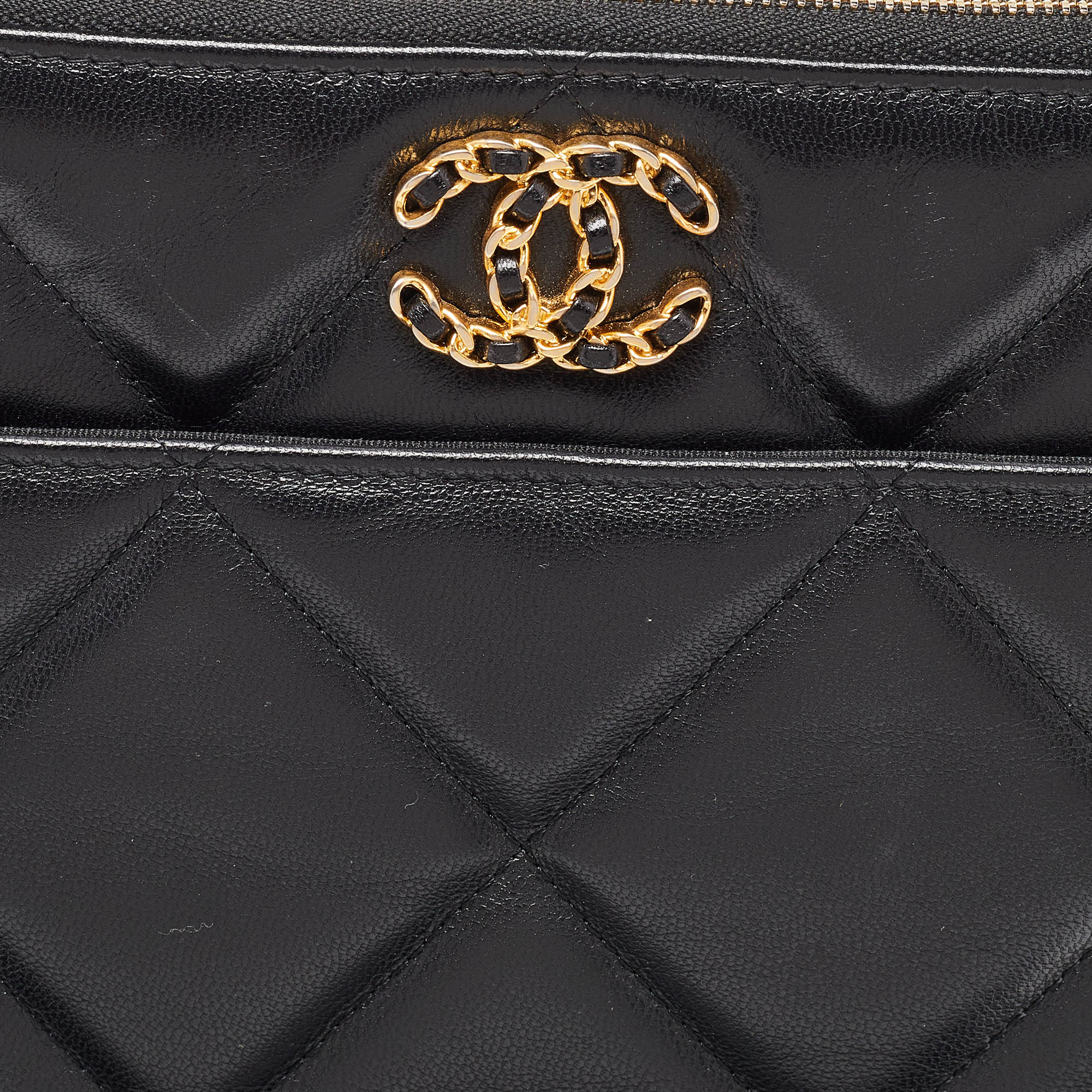 Chanel Black Leather 19 O Case Clutch