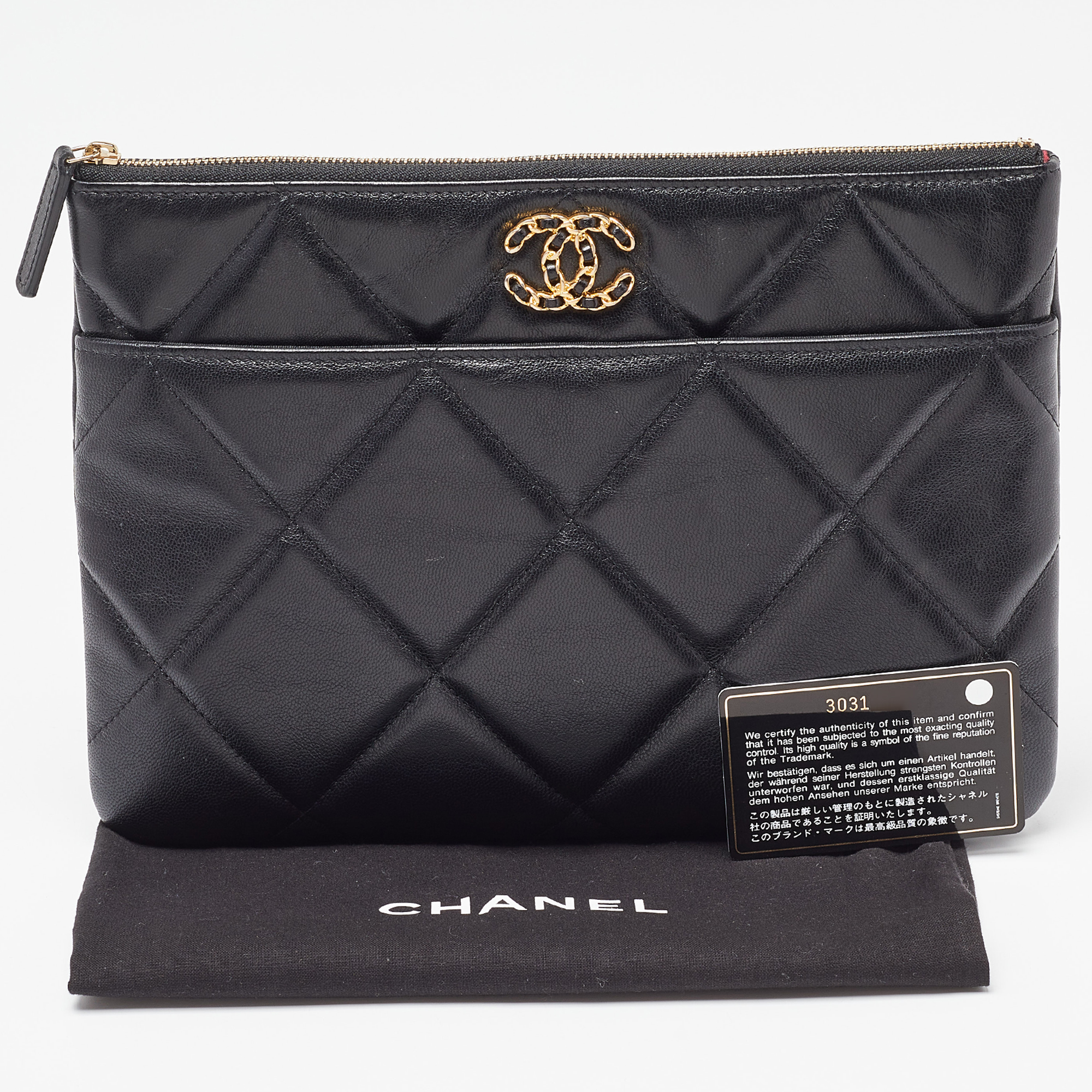 Chanel Black Leather 19 O Case Clutch