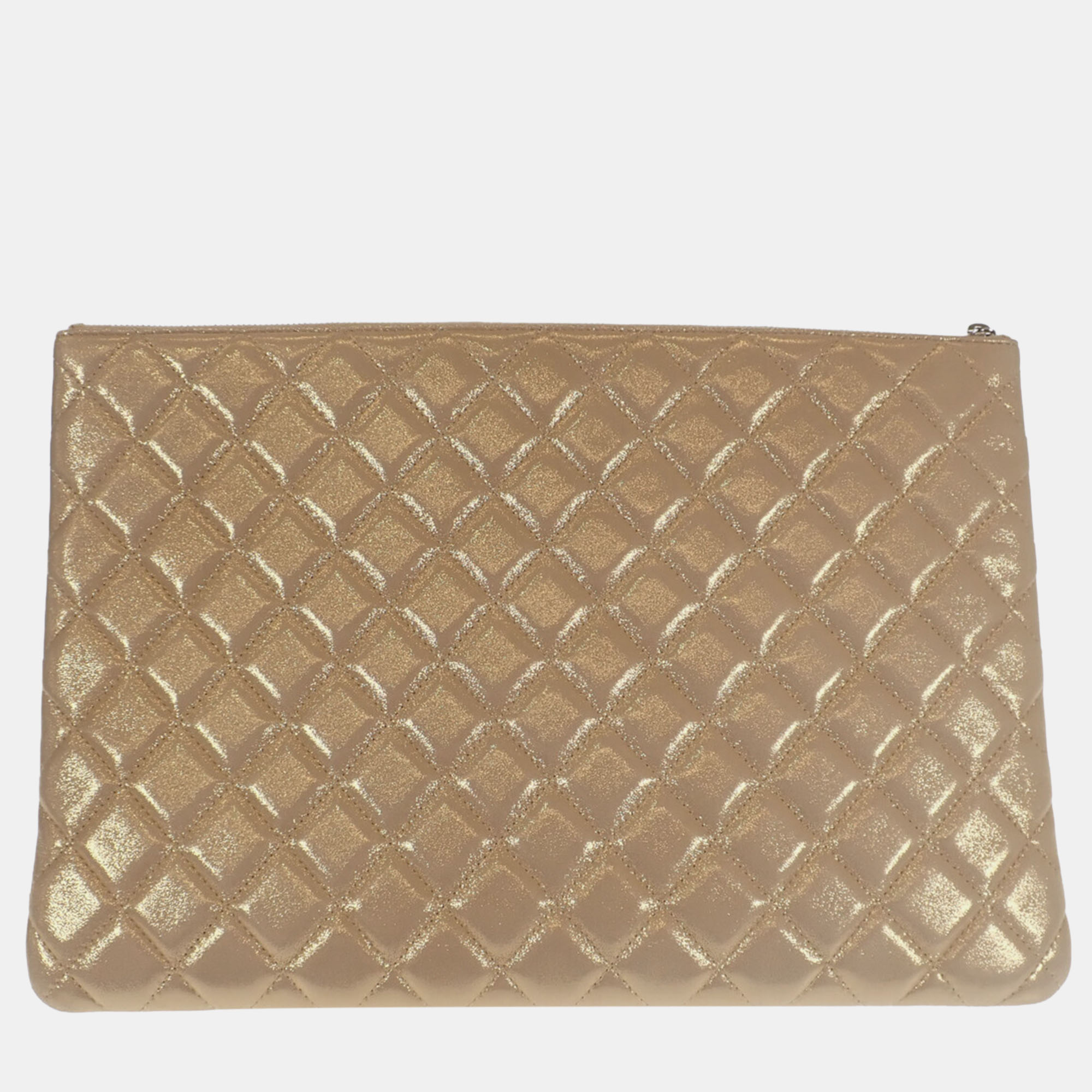 Chanel Gold Embossed Leather O Case Clutch