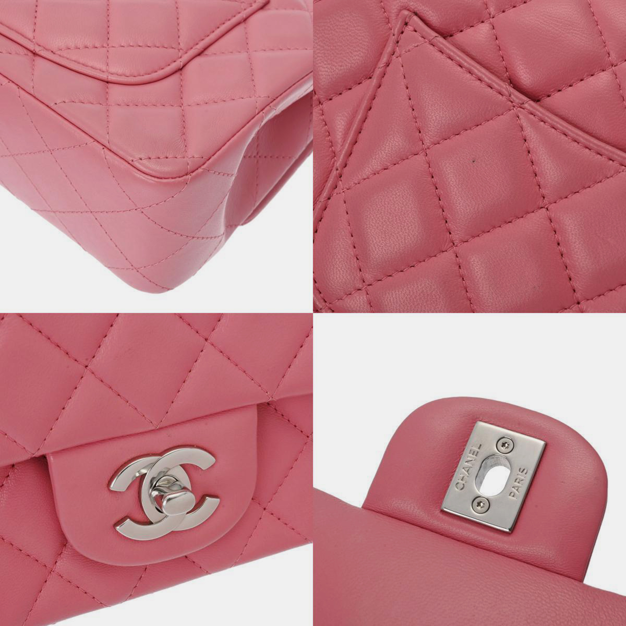 Chanel Pink Leather Classic Flap Shoulder Bag