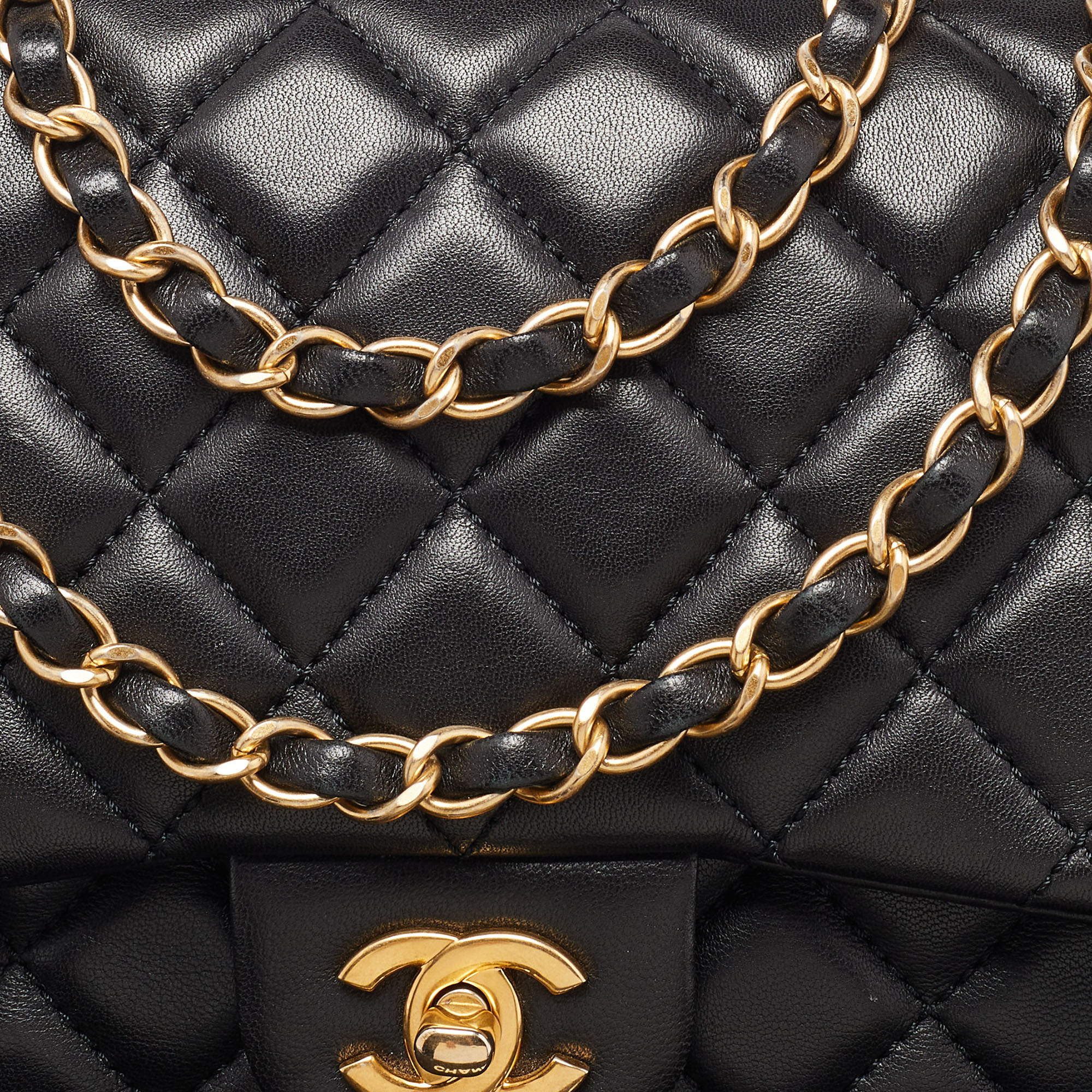 Chanel Black Quilted Lambskin Leather Flap Shoulder Bag