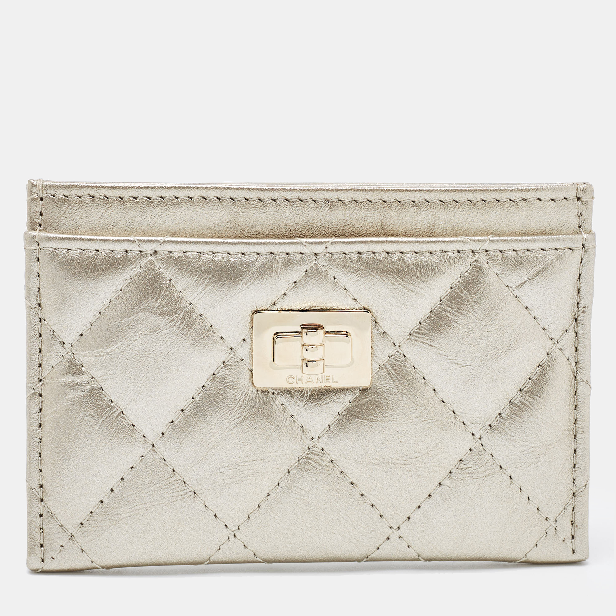 Chanel Gold Quilted Leather Reissue Card Holder