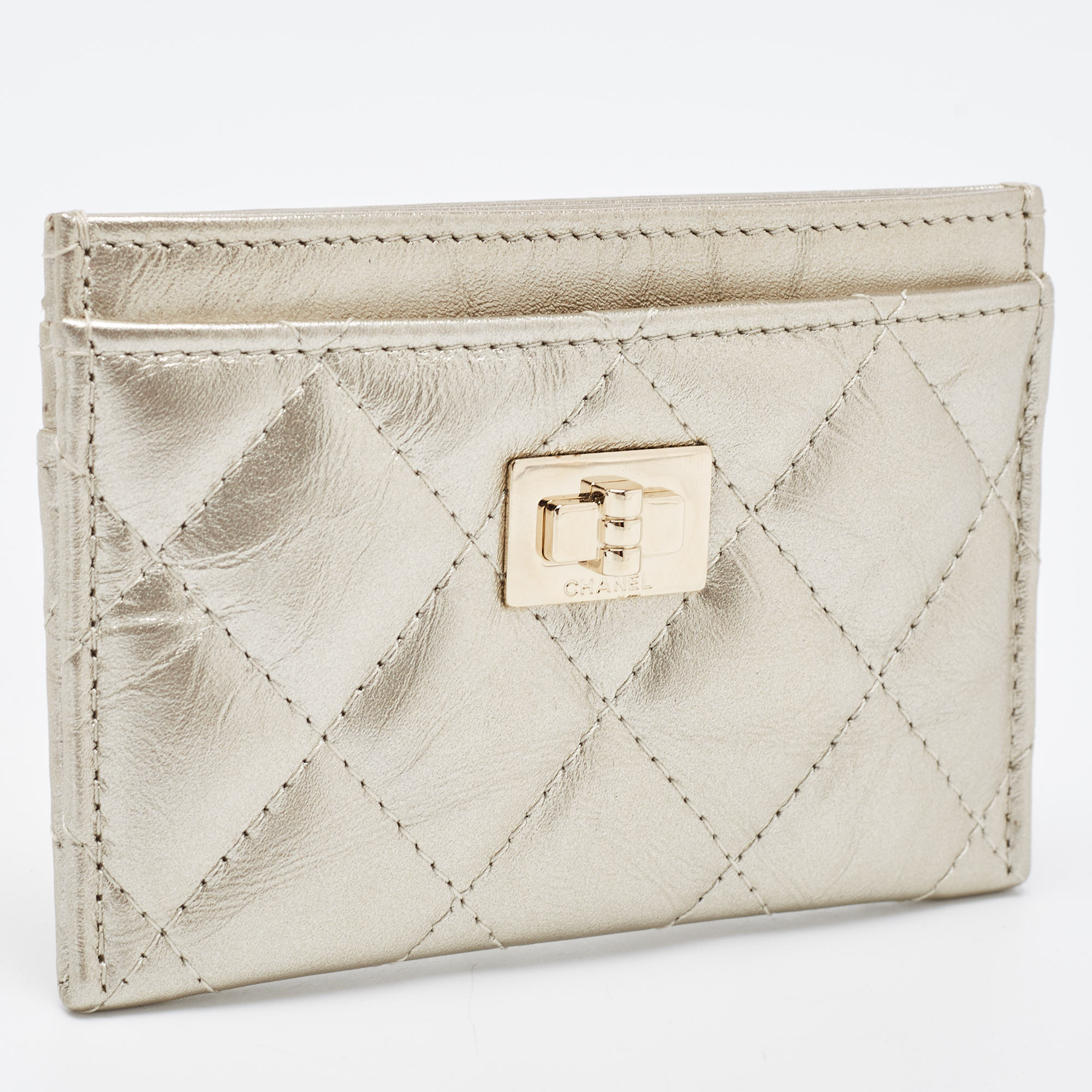 Chanel Gold Quilted Leather Reissue Card Holder
