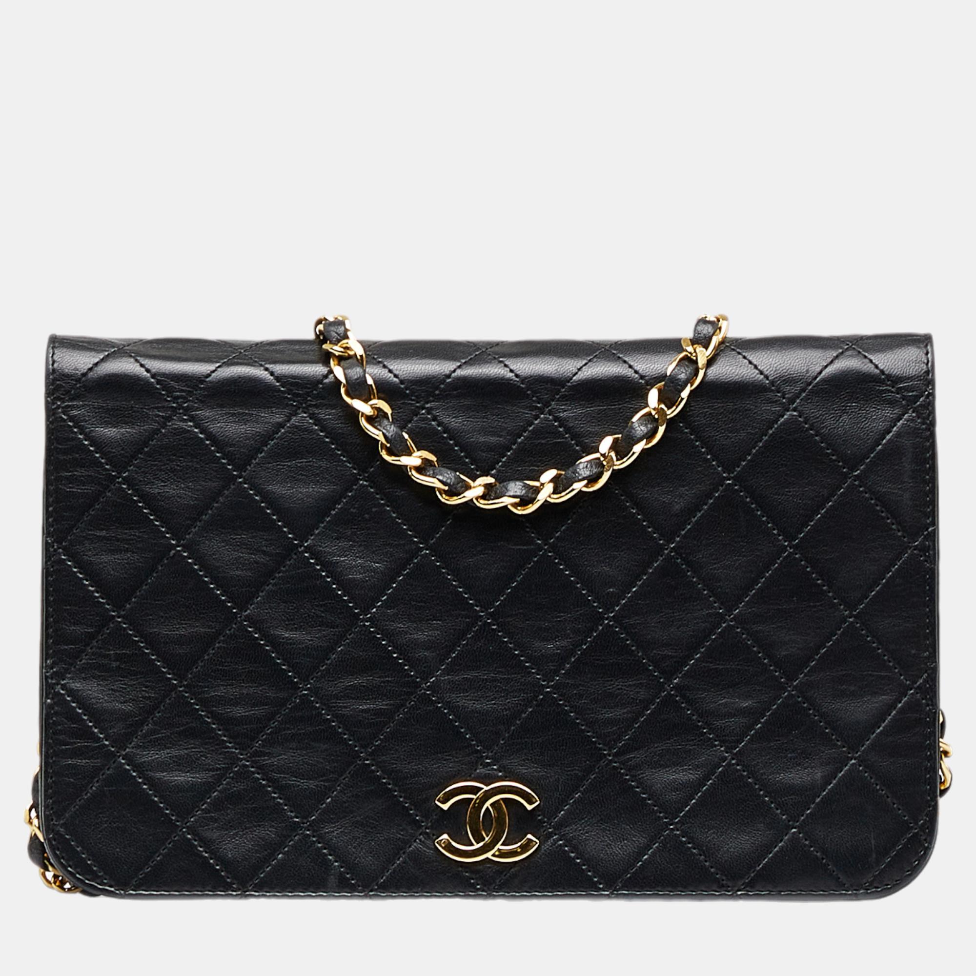 Chanel Black Small CC Quilted Full Flap Shoulder Bag