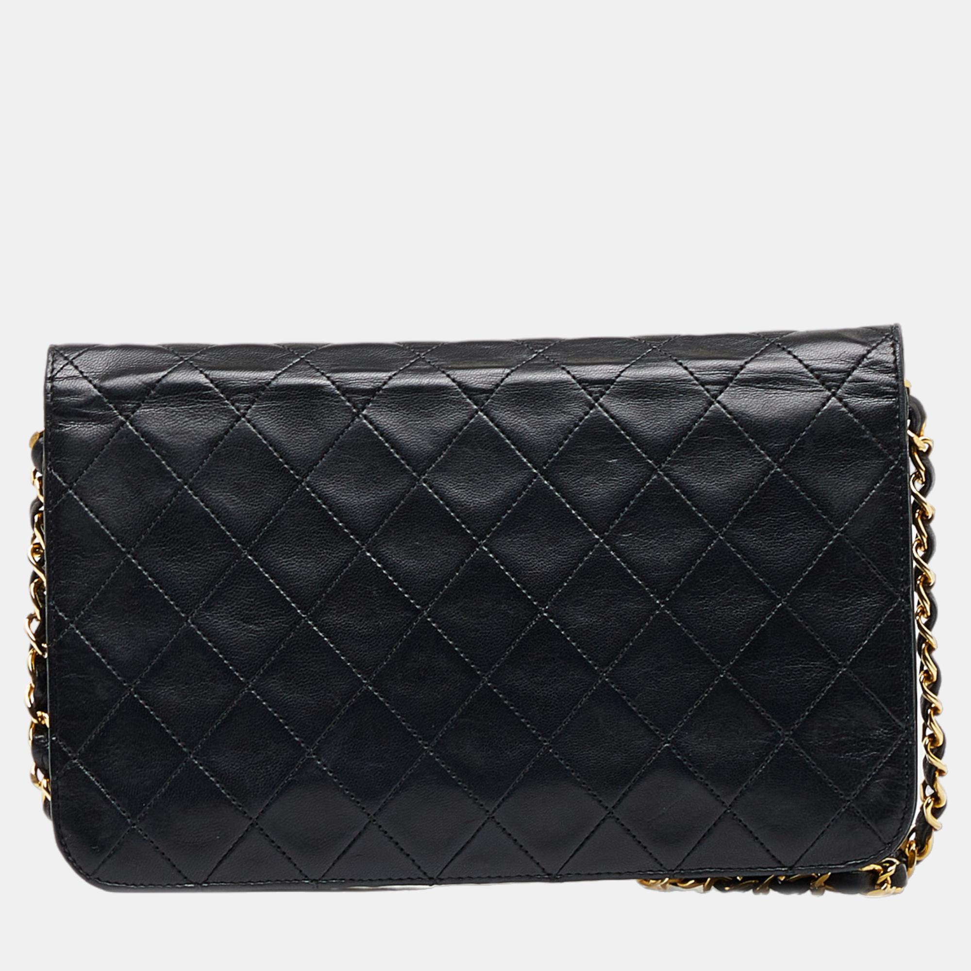 Chanel Black Small CC Quilted Full Flap Shoulder Bag
