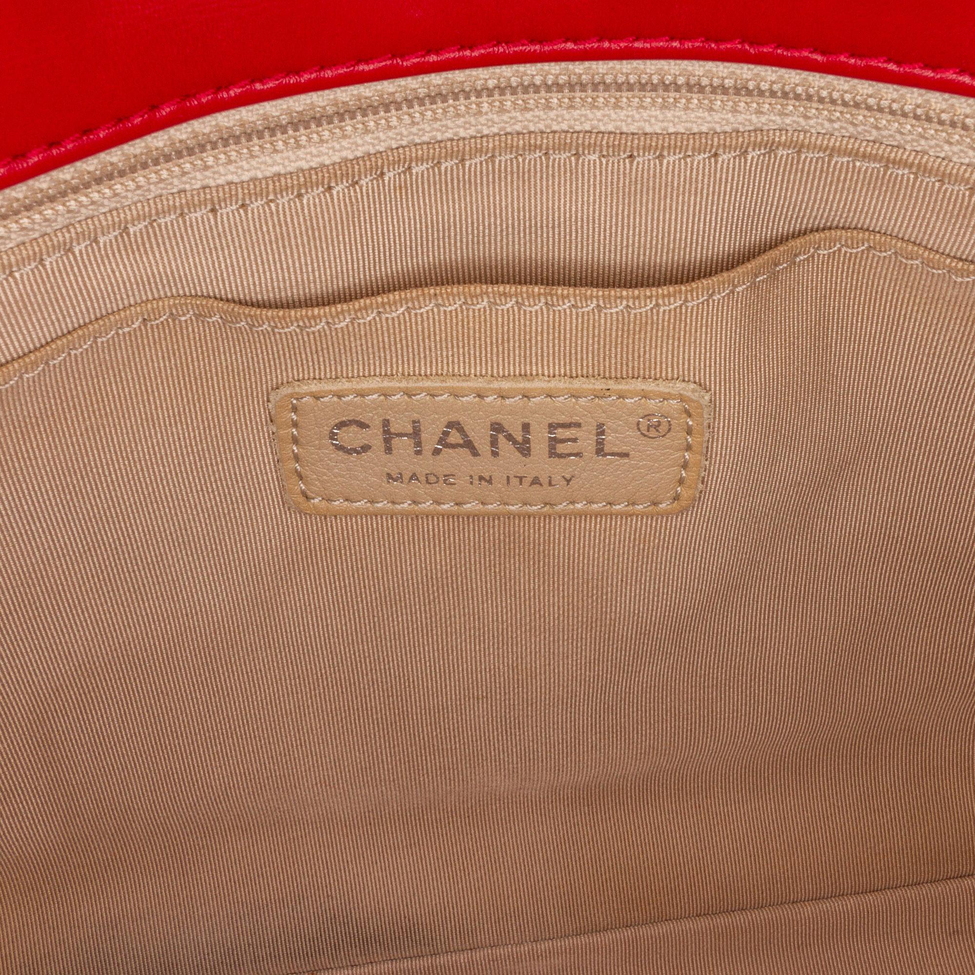 Chanel Red Jumbo Classic Perforated Lambskin Single Flap