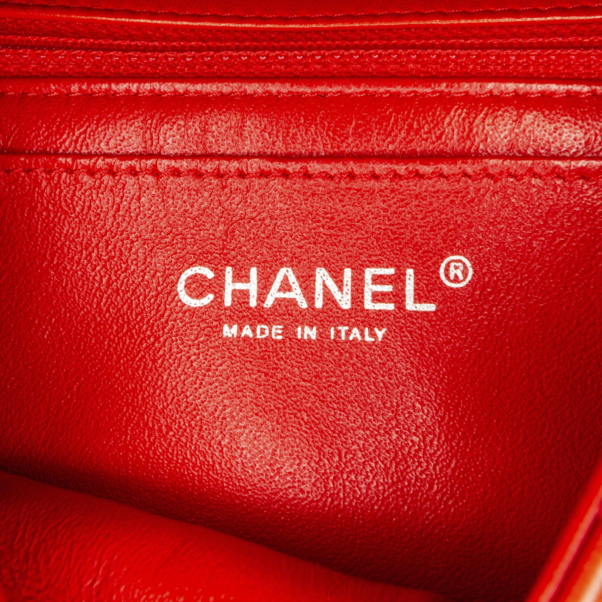 Chanel Red New Mini Classic Lambskin Single Flap