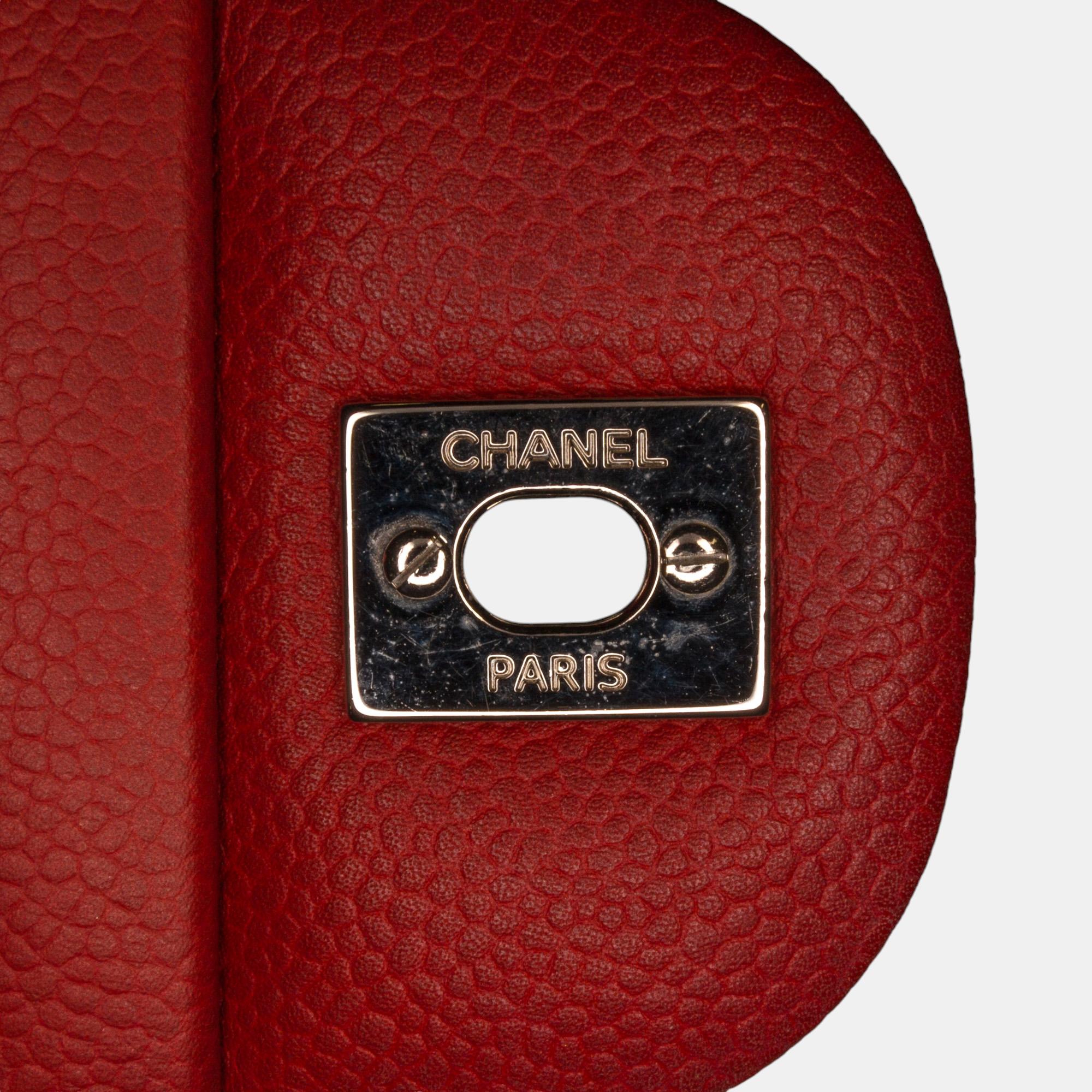 Chanel Red Jumbo Classic Caviar Double Flap