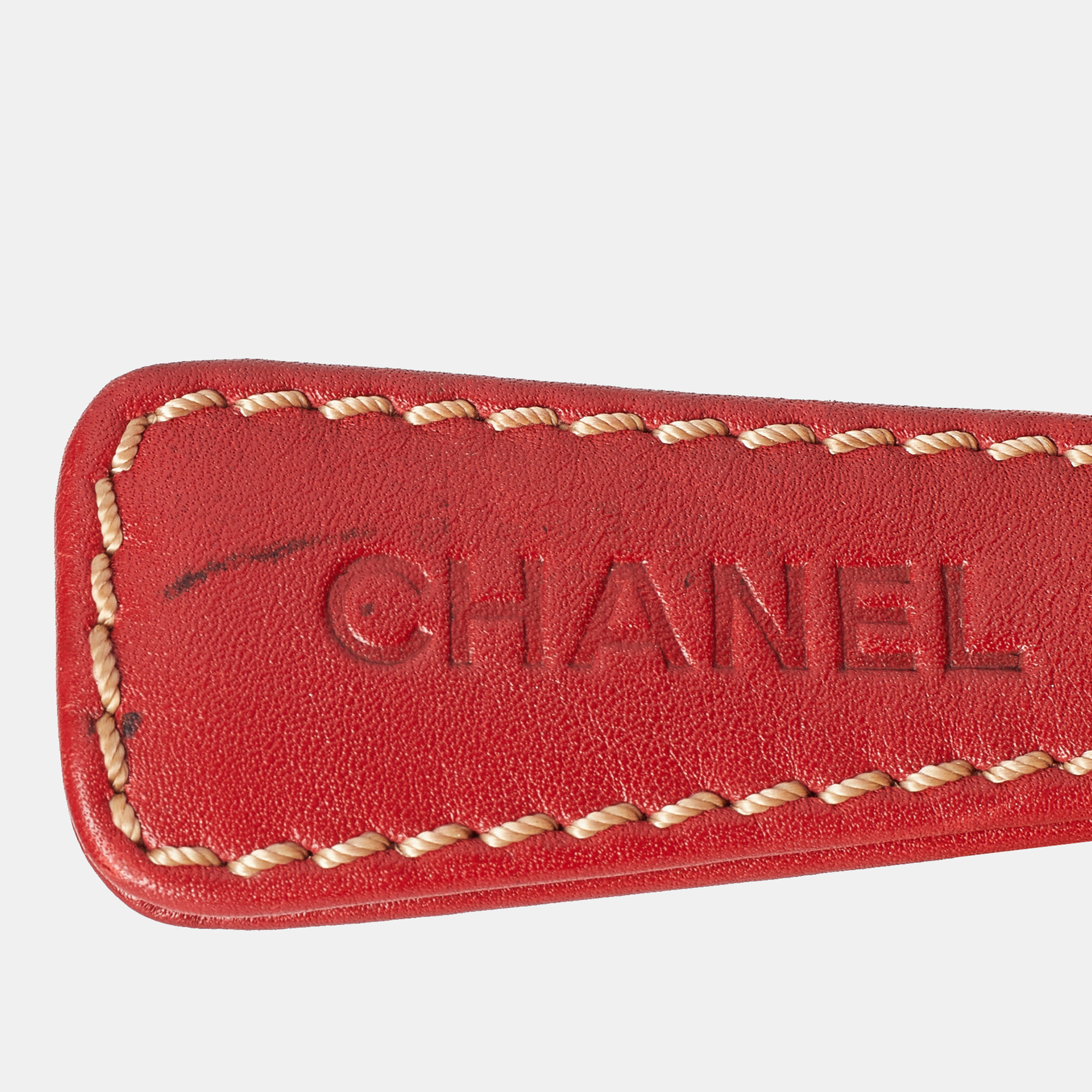 Chanel Red Quilted Leather Surpique Bowler Bag