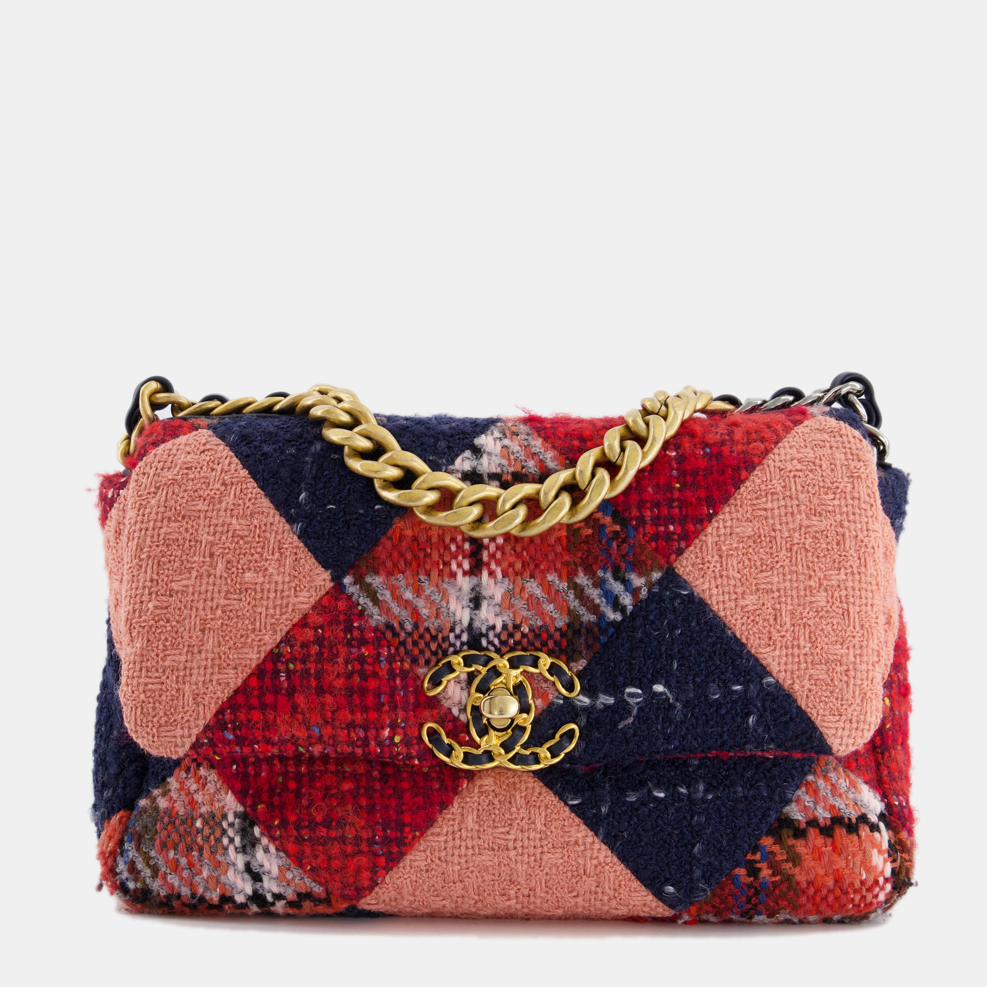 Chanel 19 Multicoloured Medium Flap Bag In Tweed With Mixed Hardware