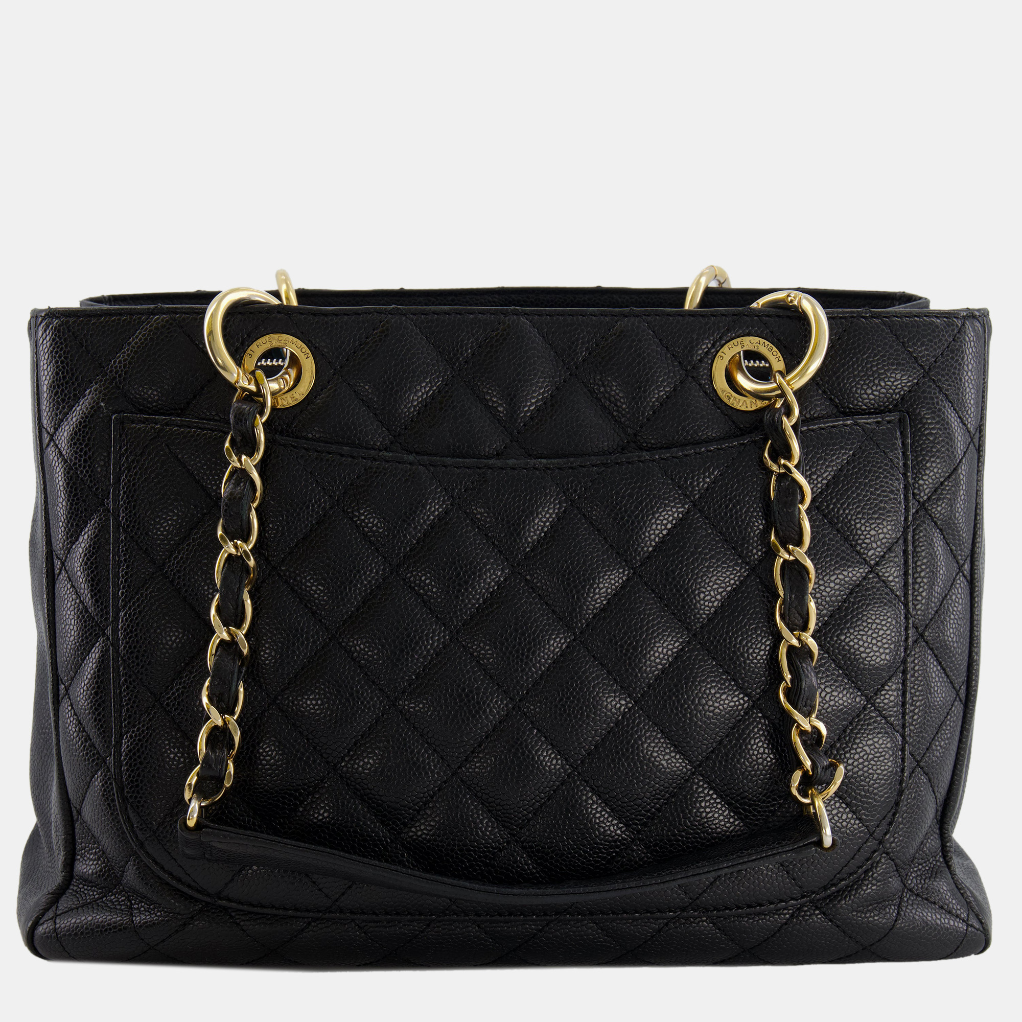 Chanel Black Caviar GST Grand Shopper Tote Bag With Gold Hardware