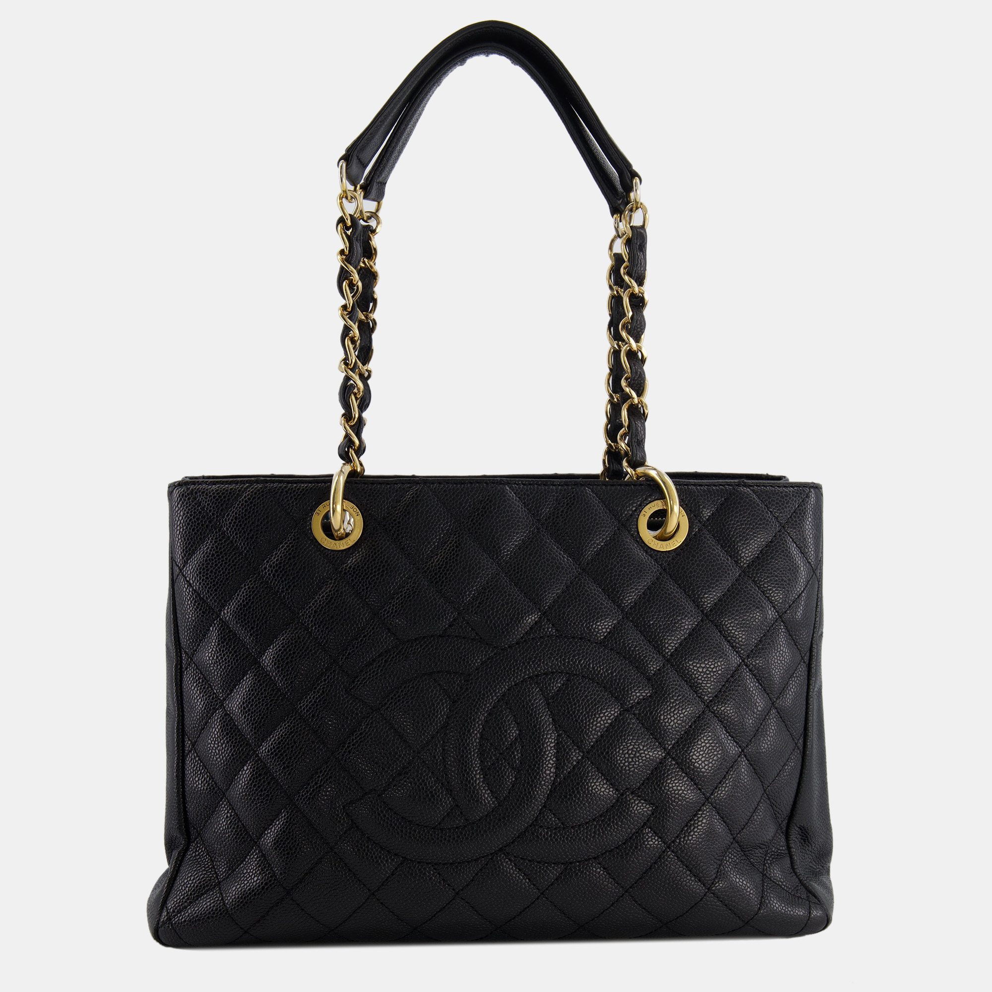 Chanel Black Caviar GST Grand Shopper Tote Bag With Gold Hardware