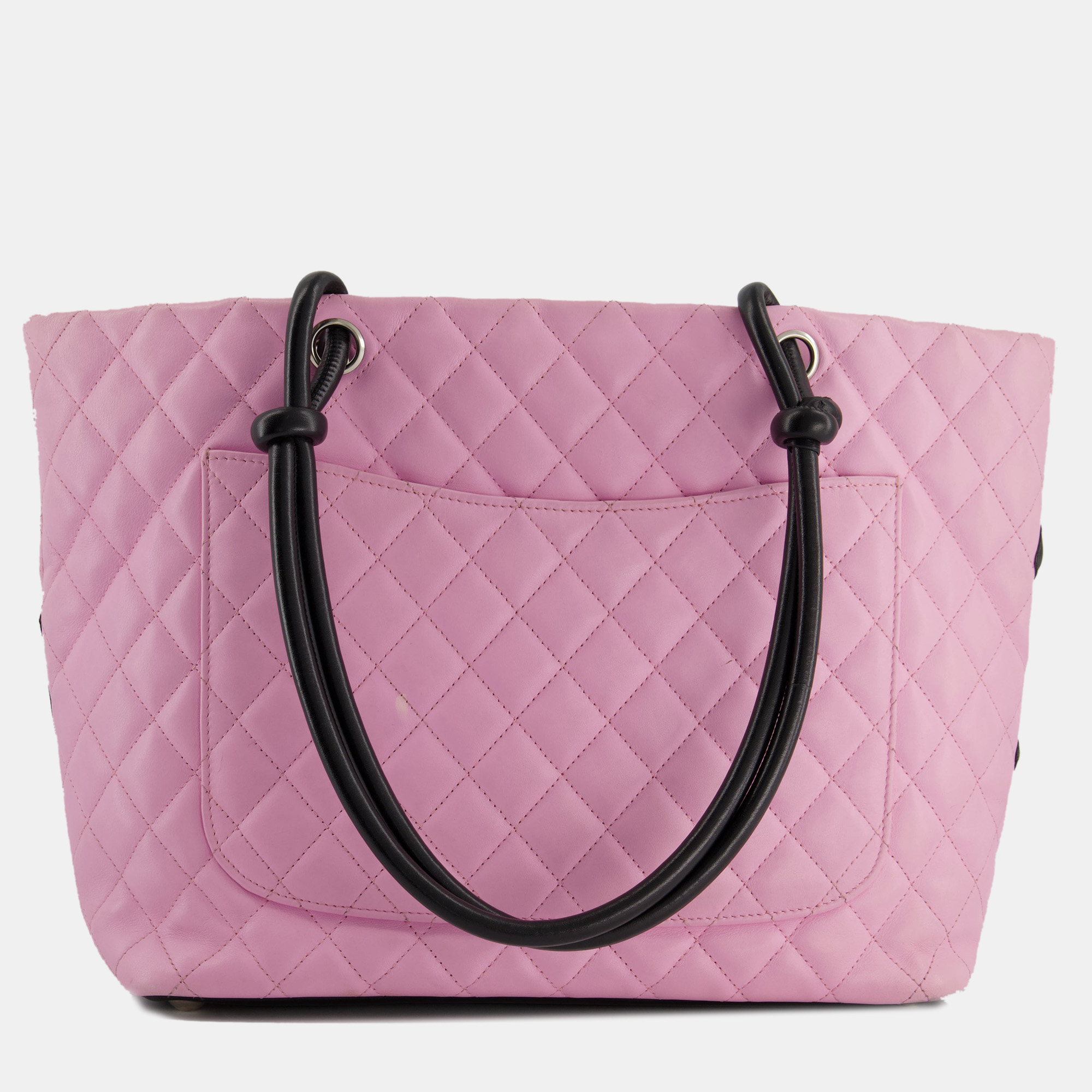 Chanel Pink Cambon CC Knot Quilted Handbag In Lambskin Leather And Silver Hardware