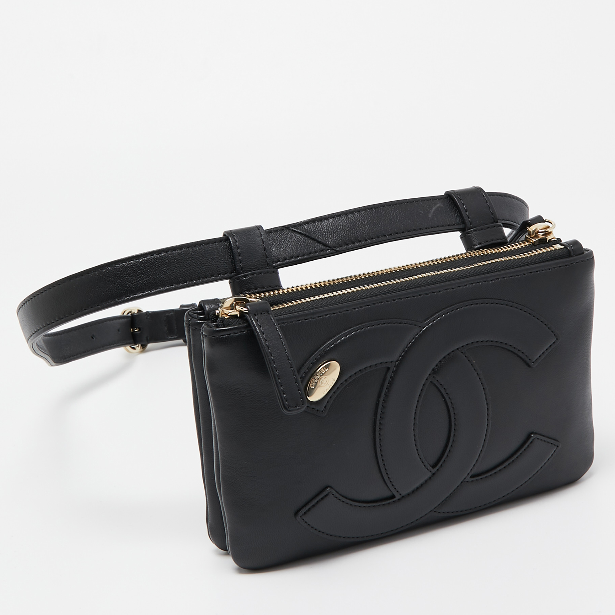 Chanel Black Leather CC Mania Waist Bag