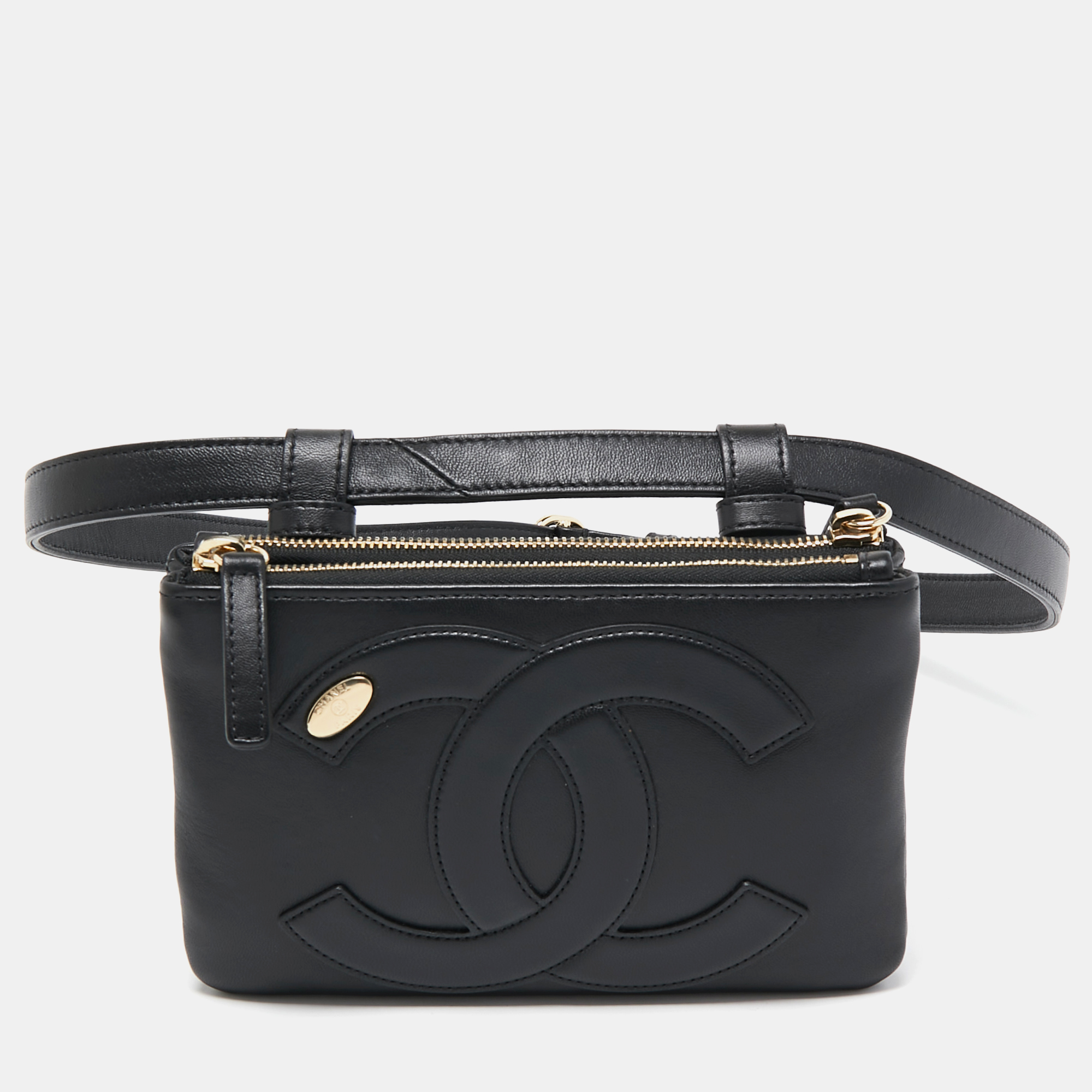 Chanel Black Leather CC Mania Waist Bag