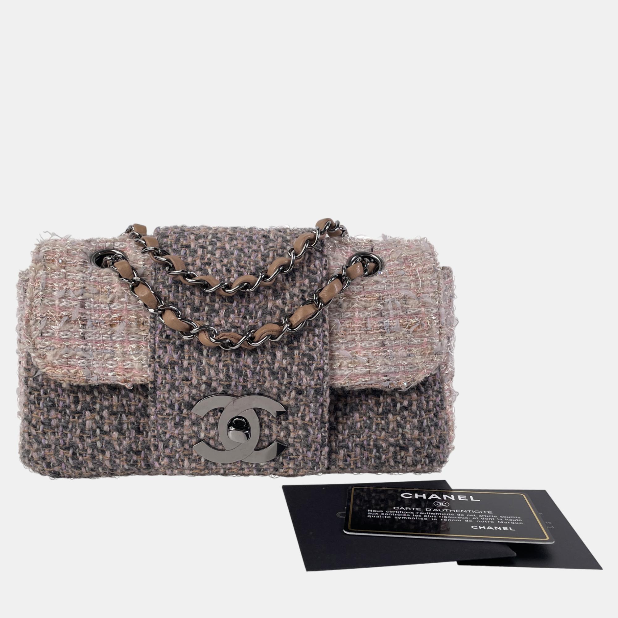 Chanel Grey Small Fantasy Tweed Flap Bag
