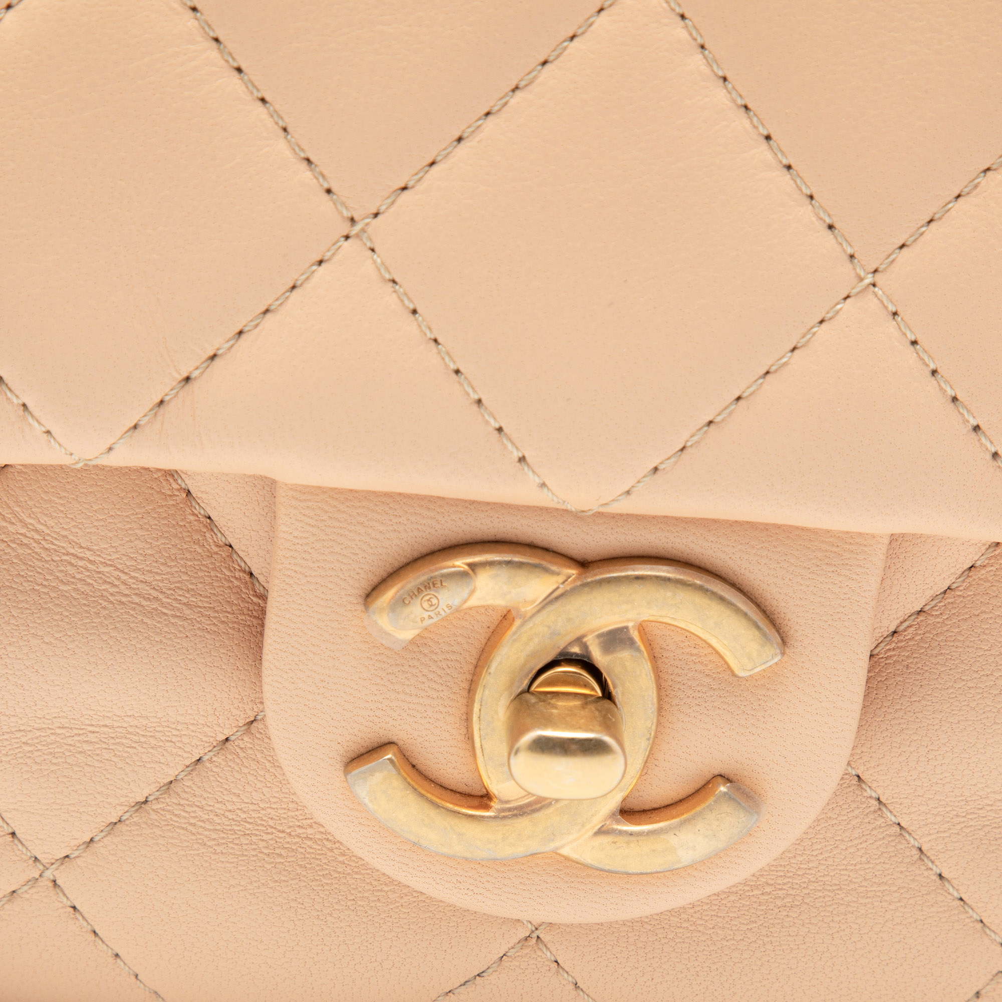 Chanel Beige Quilted Leather Side Packs Shoulder Bag