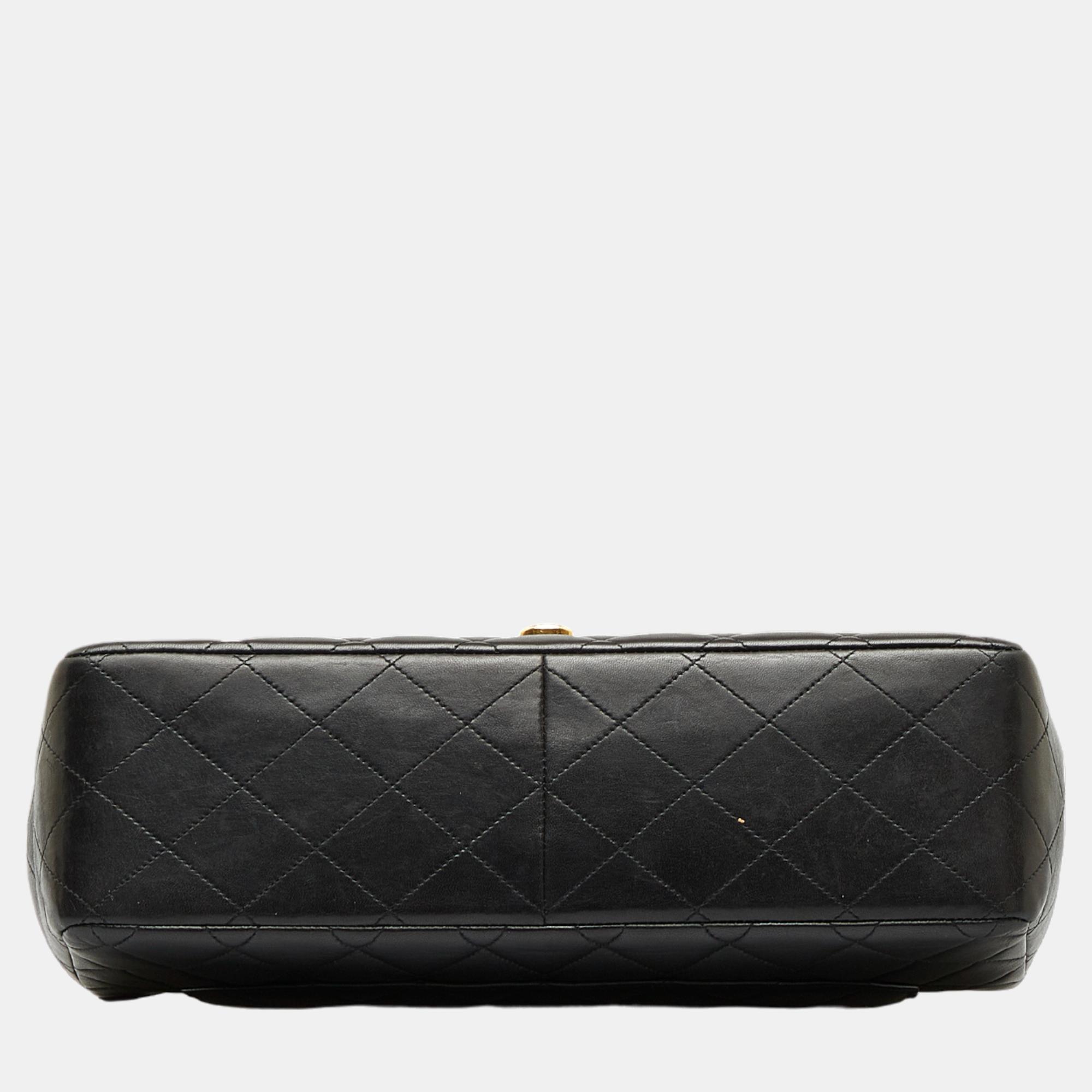 Chanel Black Jumbo XL Classic Lambskin Single Flap Bag