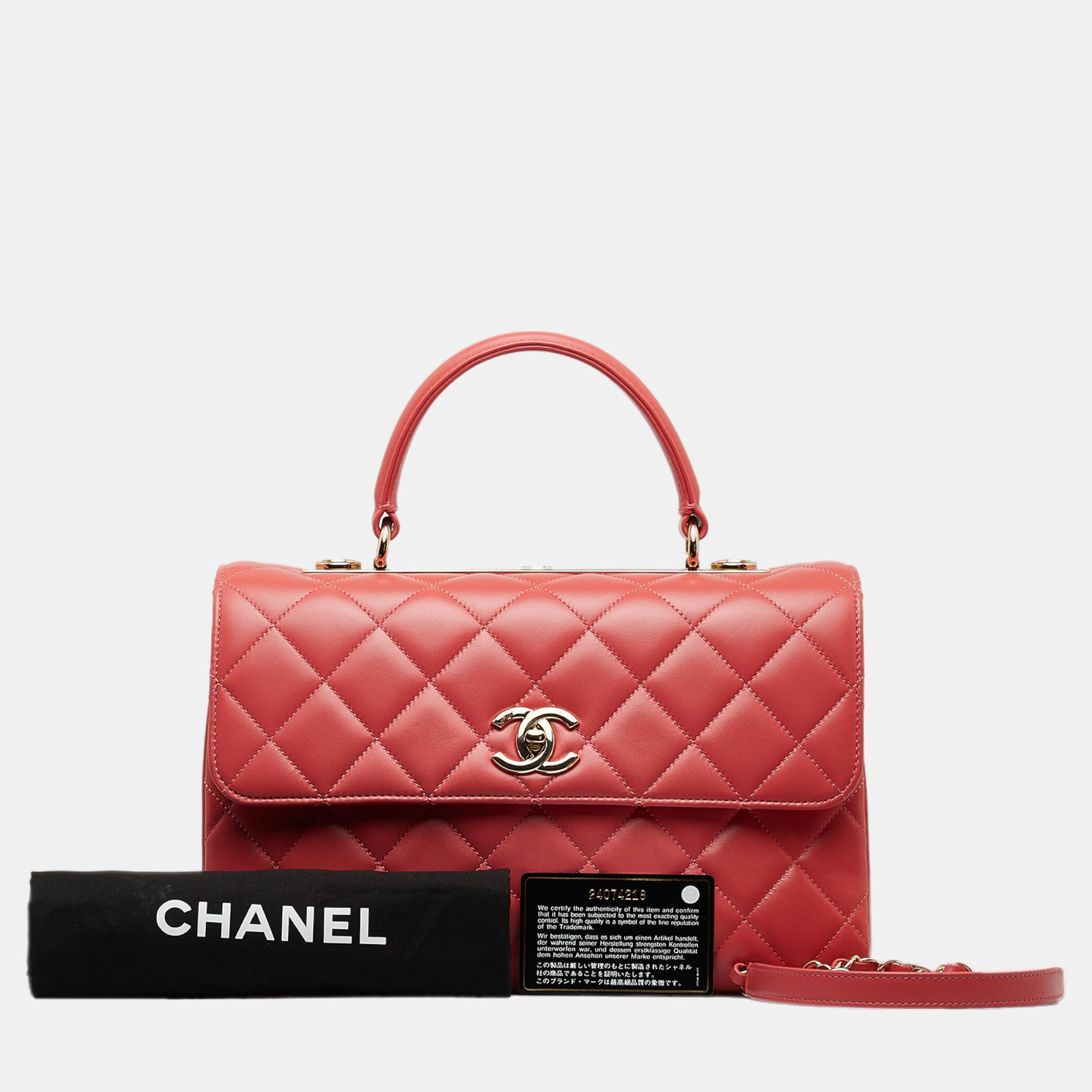 Chanel Red Maxi Lambskin Matalesse Trendy Flap