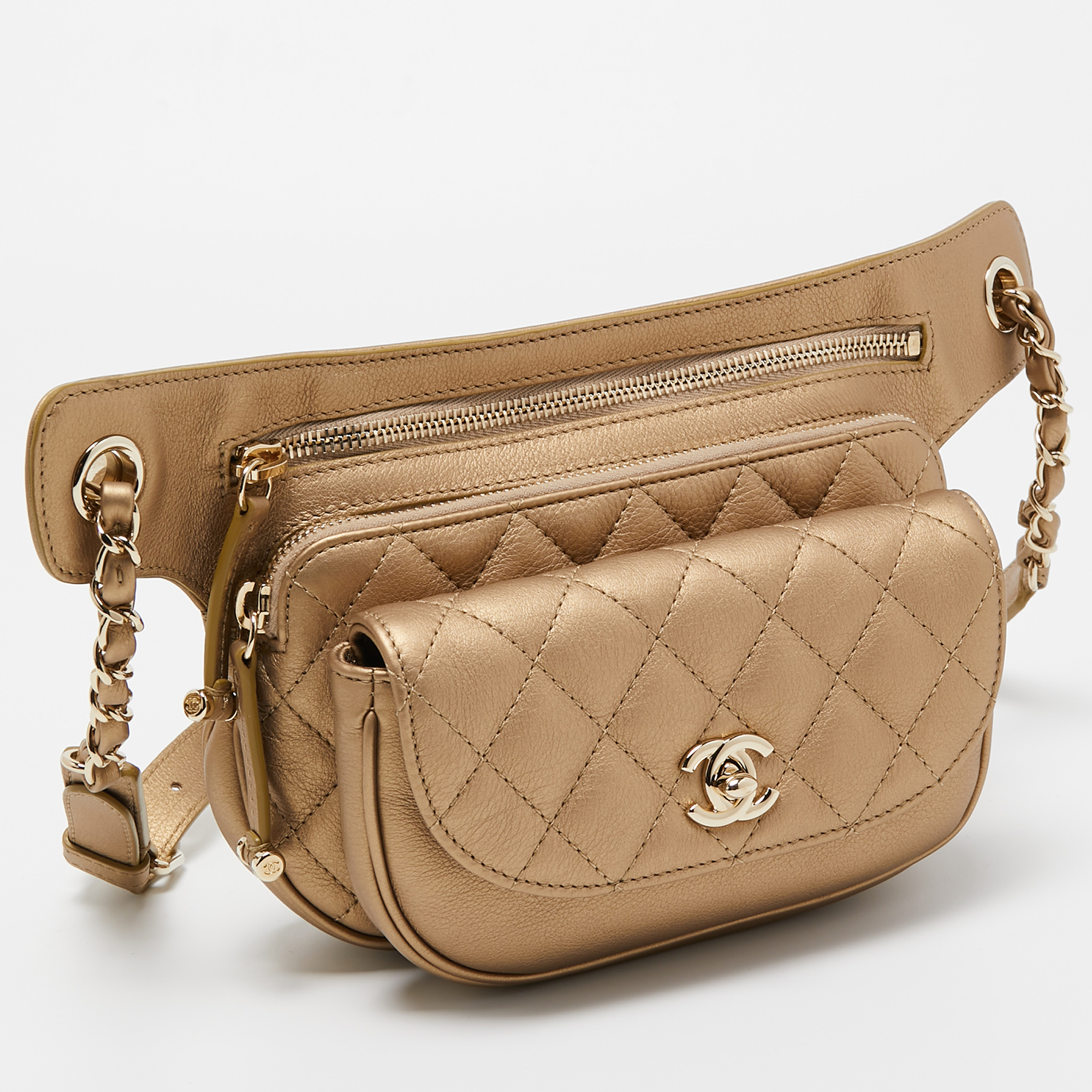 Chanel Gold Quilted Leather Chanel CC Belt Bag