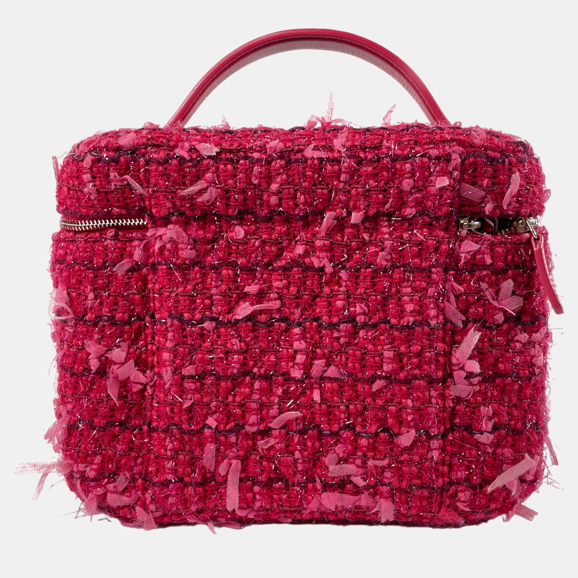 Chanel Pink Tweed Trousse Vanity Kit