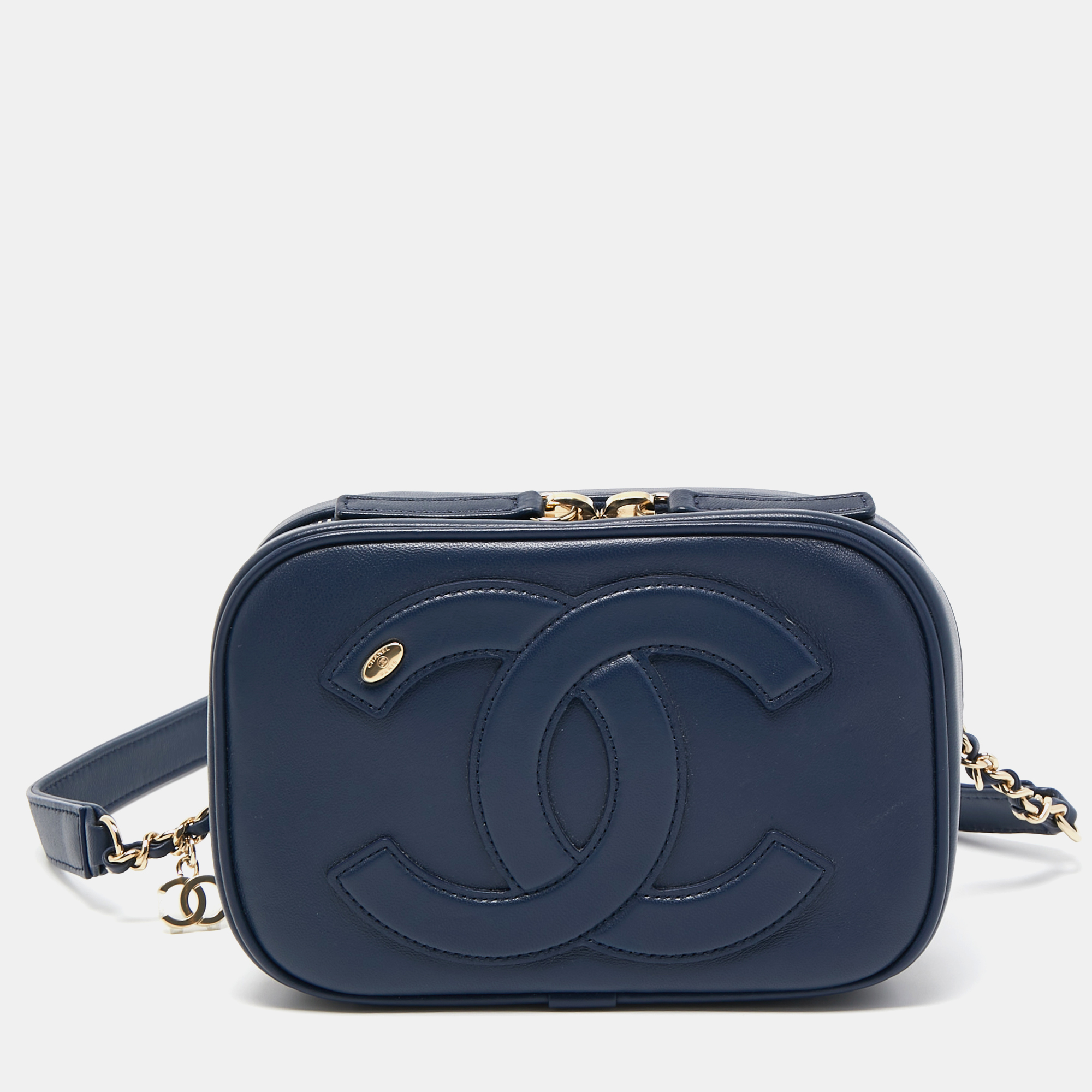 Chanel Navy Blue Leather CC Mania Waist Bag