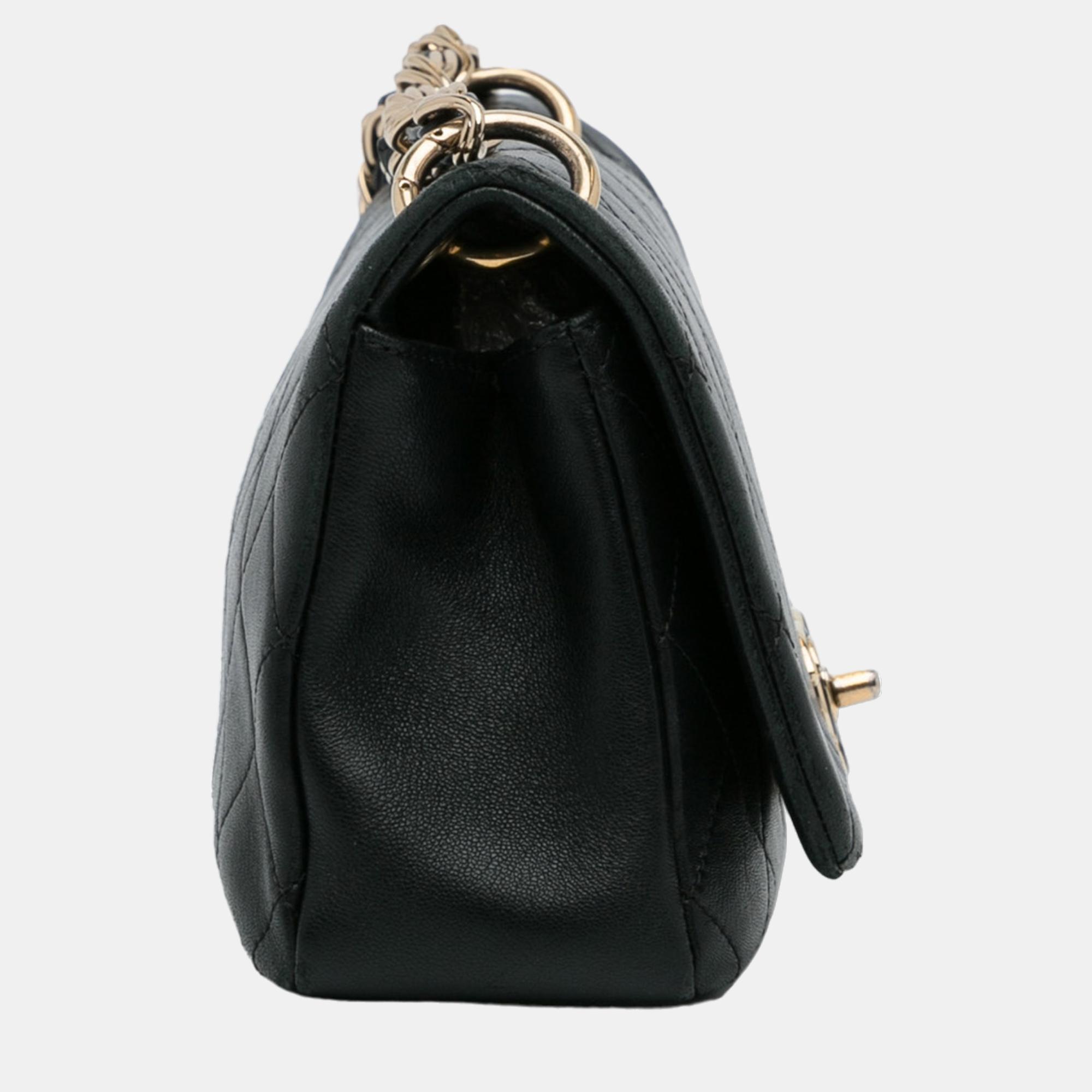 Chanel Black Twist Chain Enamel CC Flap Bag
