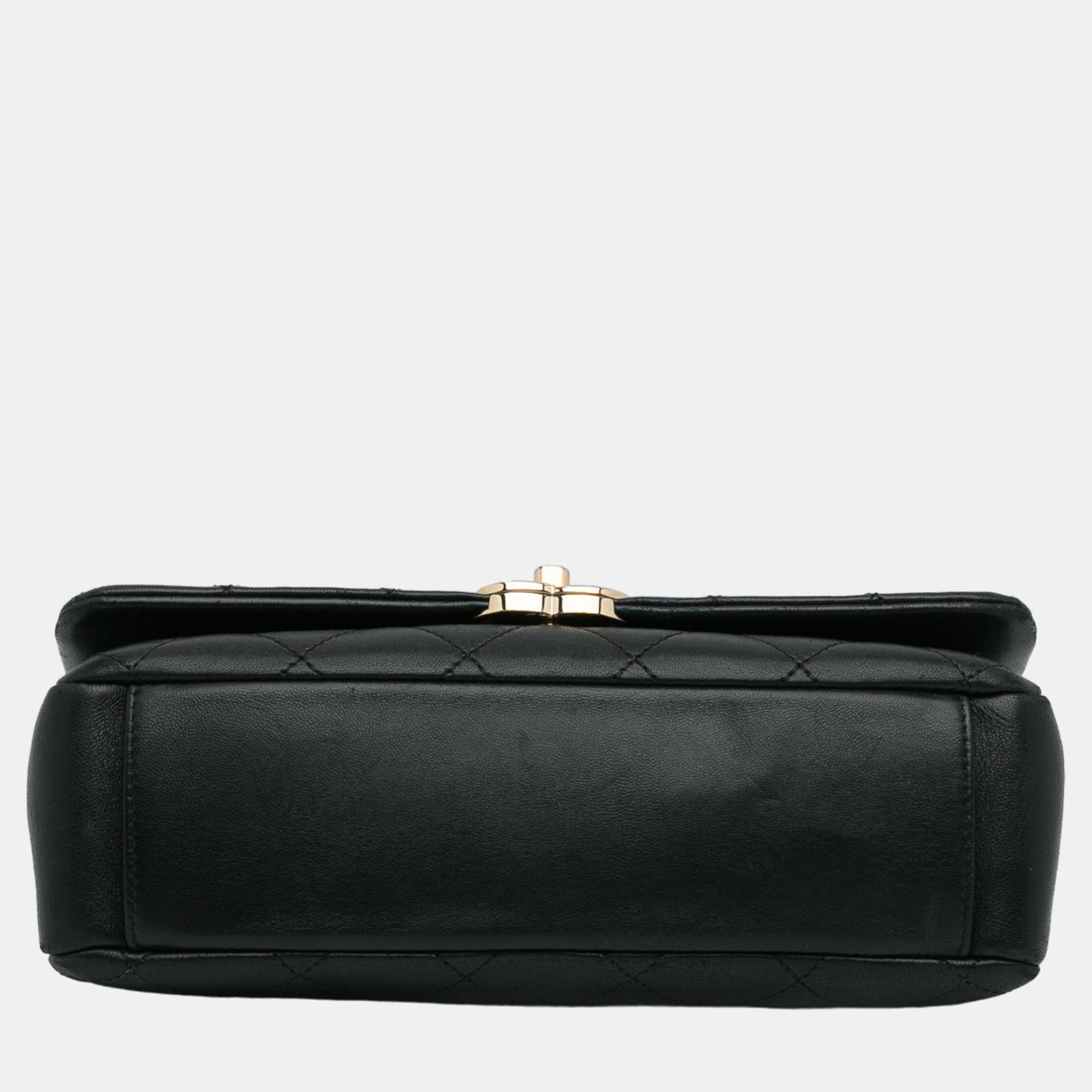 Chanel Black Twist Chain Enamel CC Flap Bag