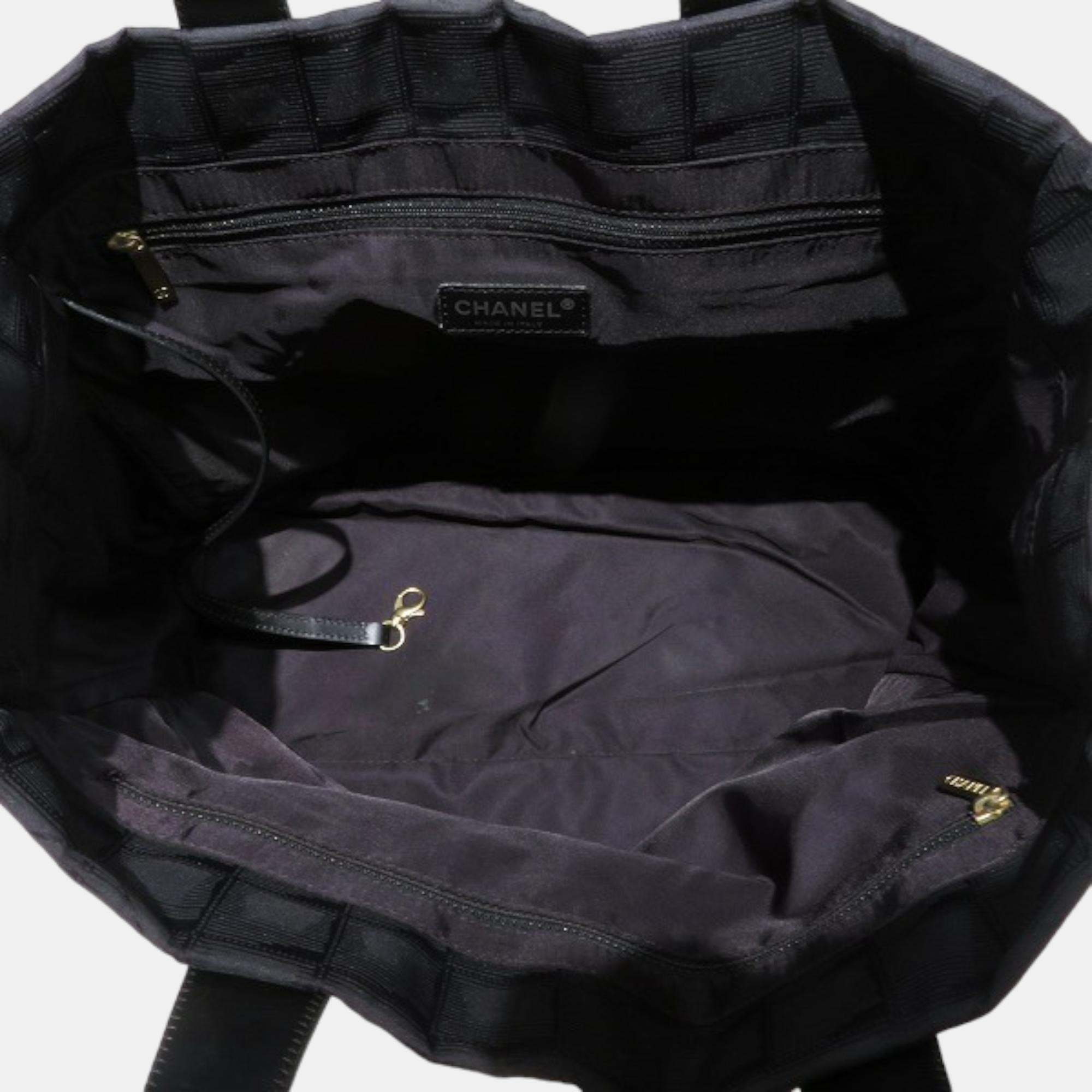 Chanel Black Canvas New Travel Line Tote Bag
