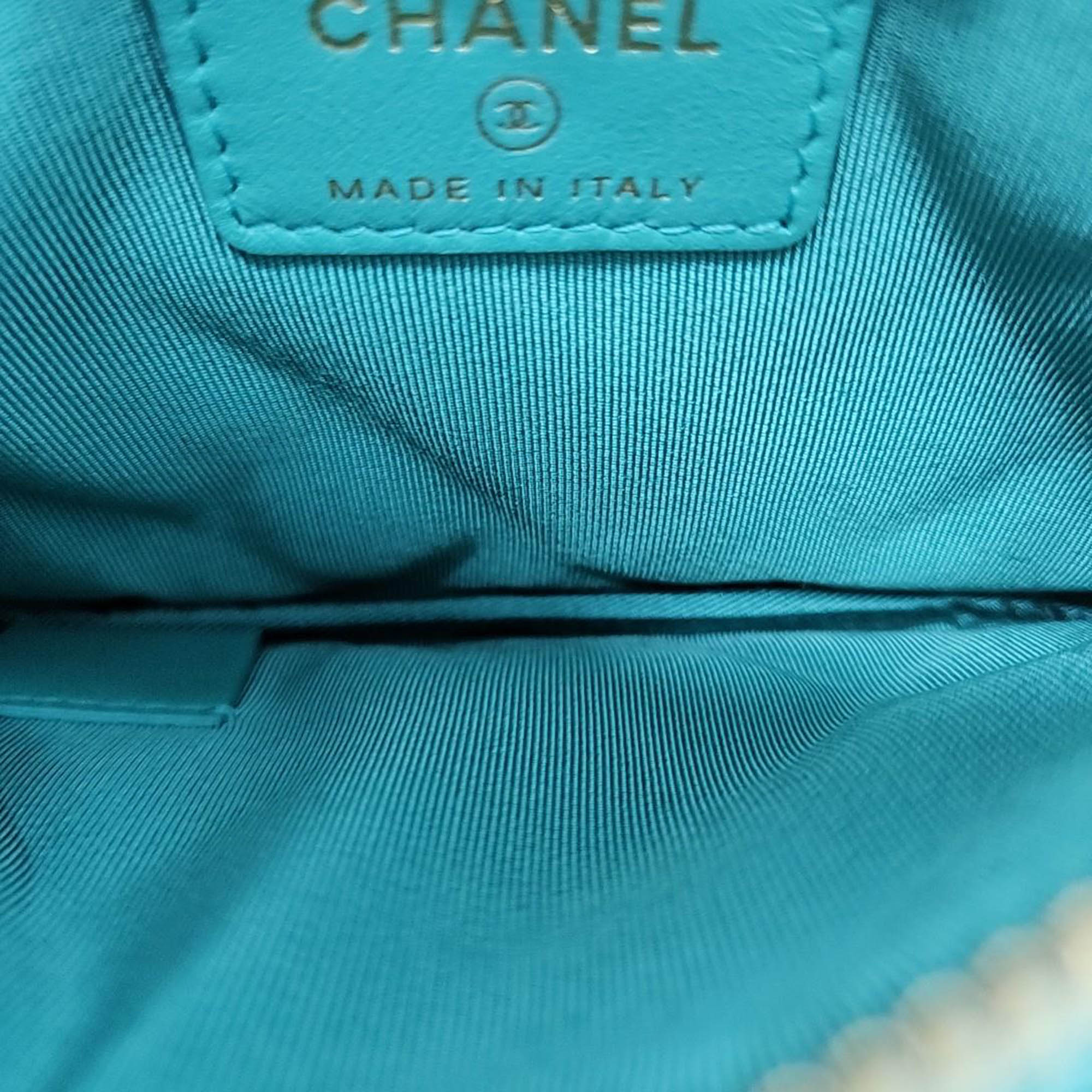 Chanel Leather Blue Pouch Bag
