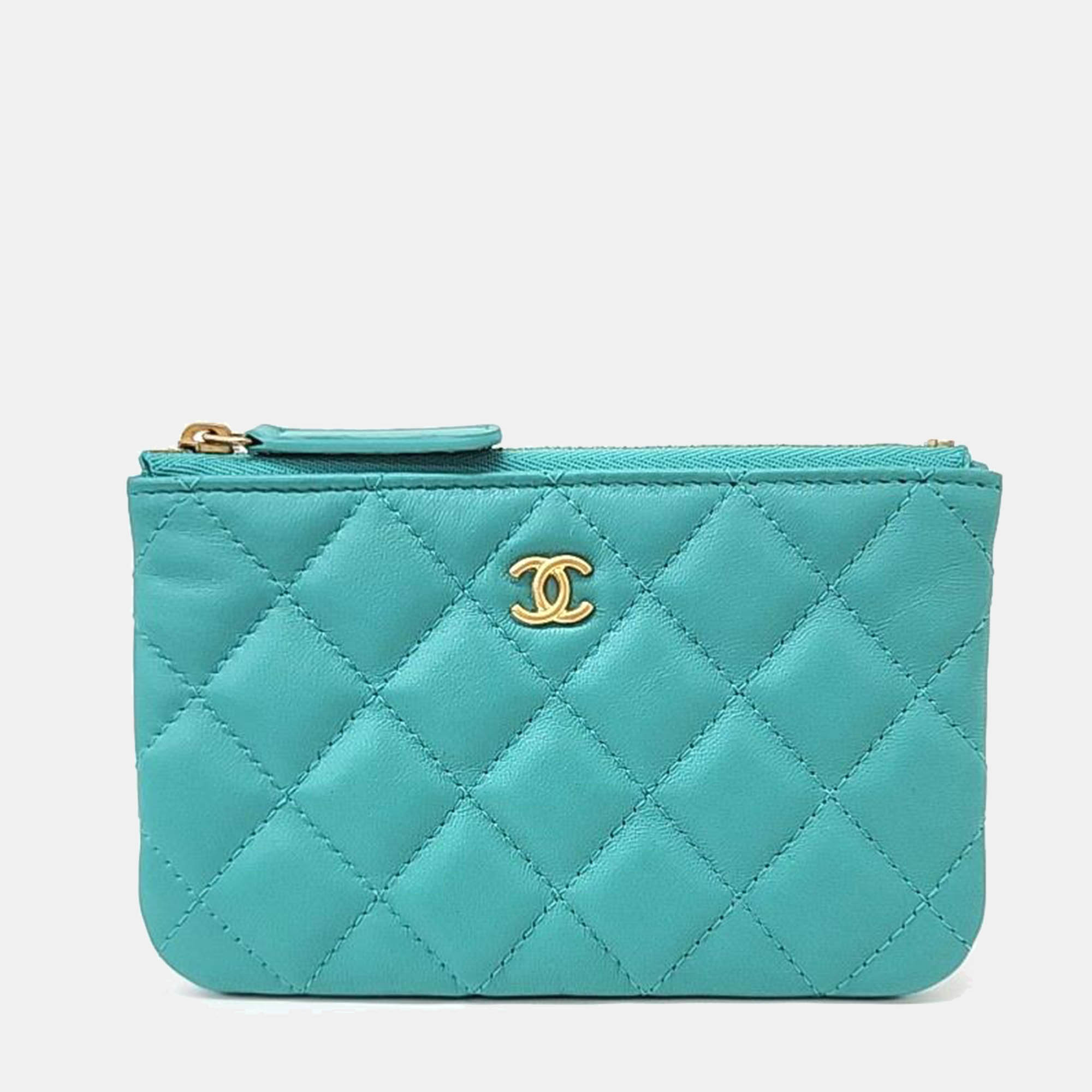 Chanel Leather Blue Pouch Bag