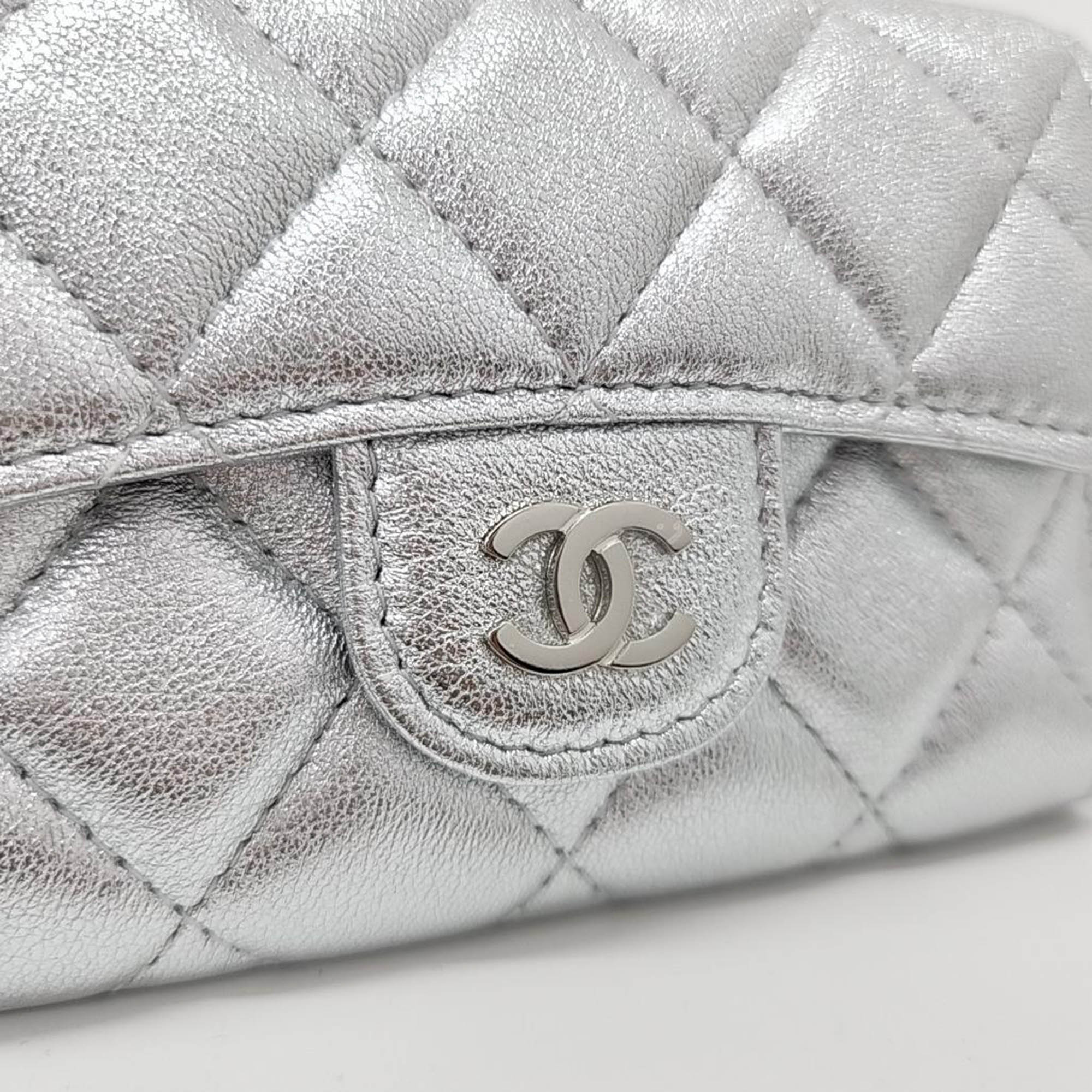 Chanel Leather Silver Card Wallet