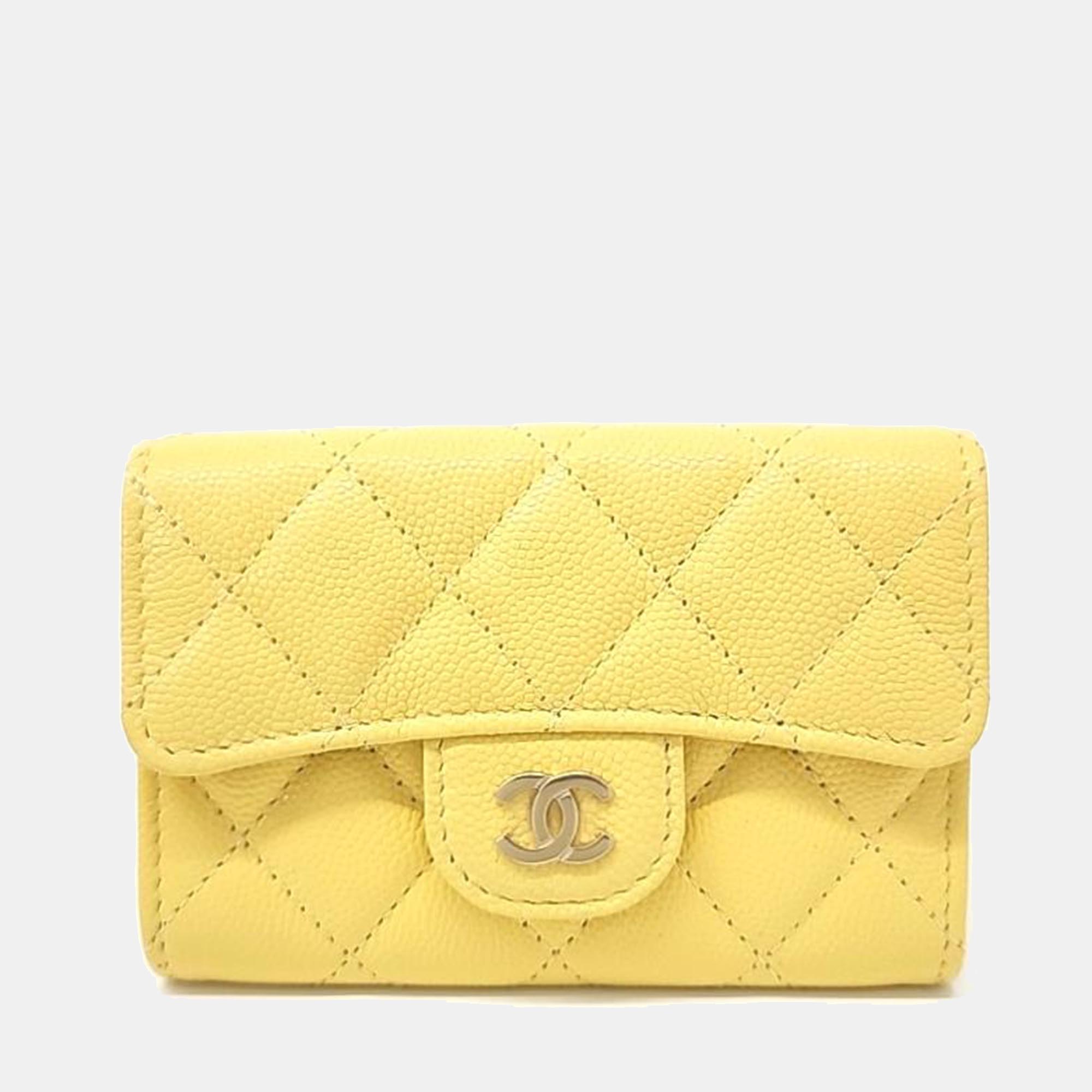Chanel caviar yellow card wallet
