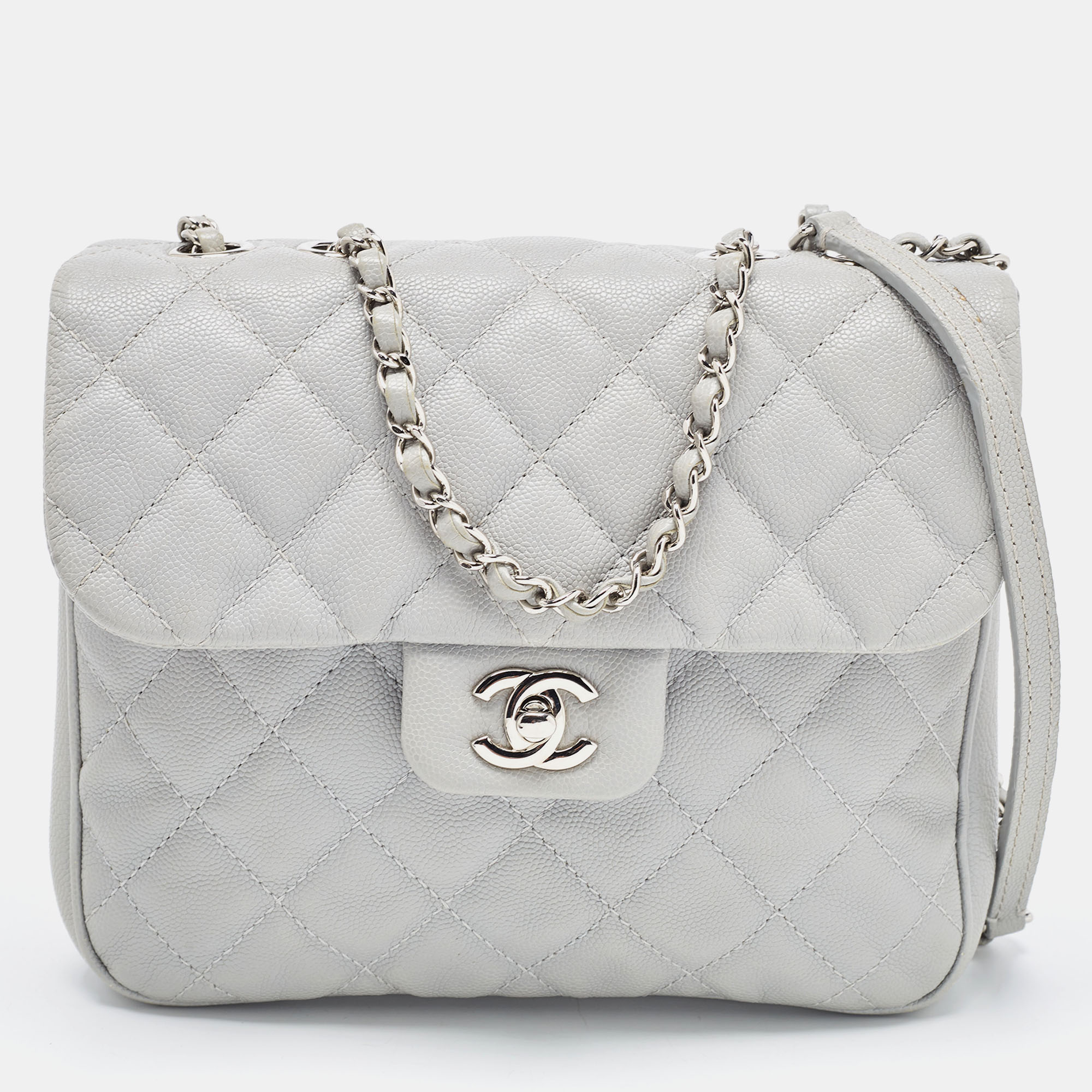 Chanel grey caviar leather medium urban companion flap bag