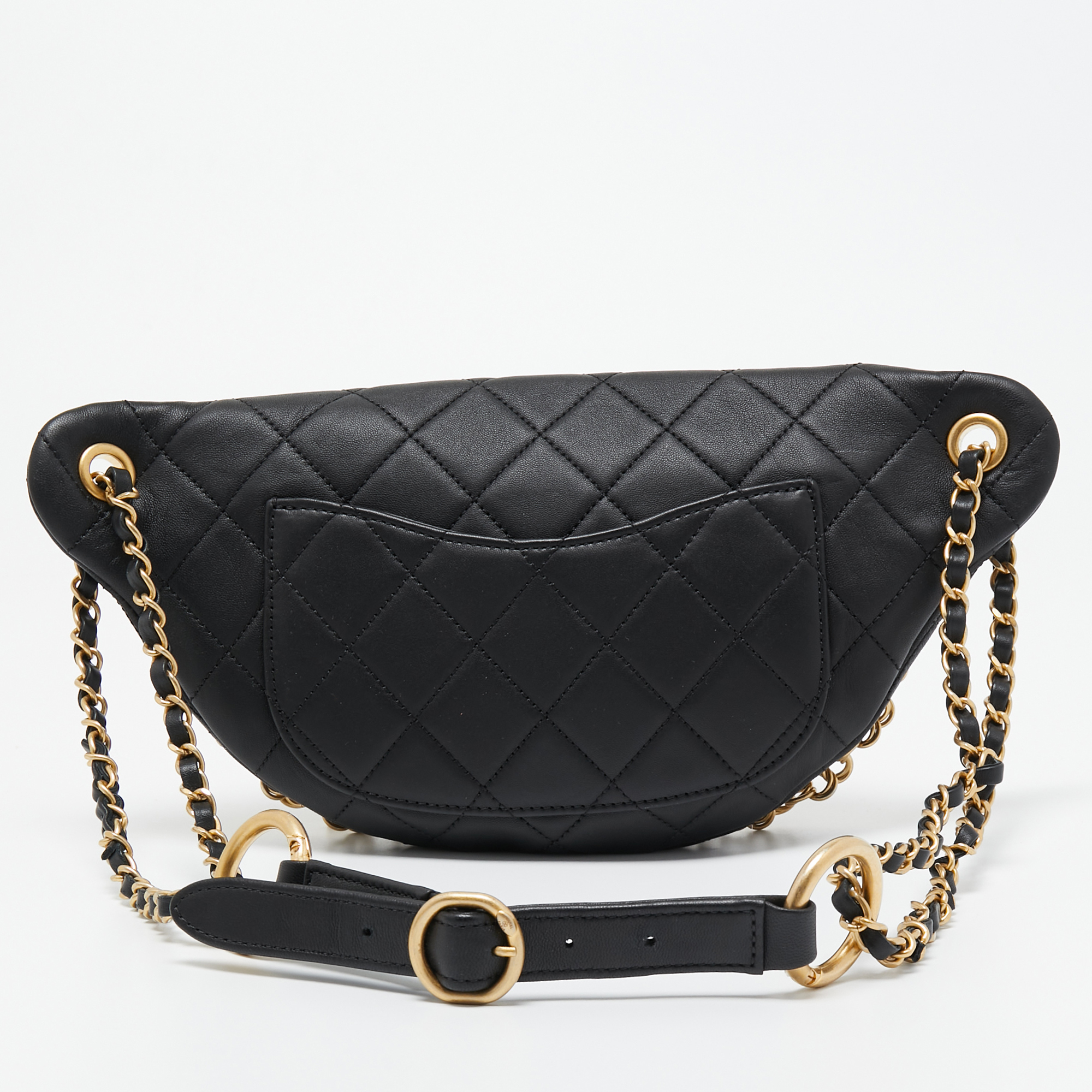 Chanel Black Quilted Leather All About Chains Waist Bag