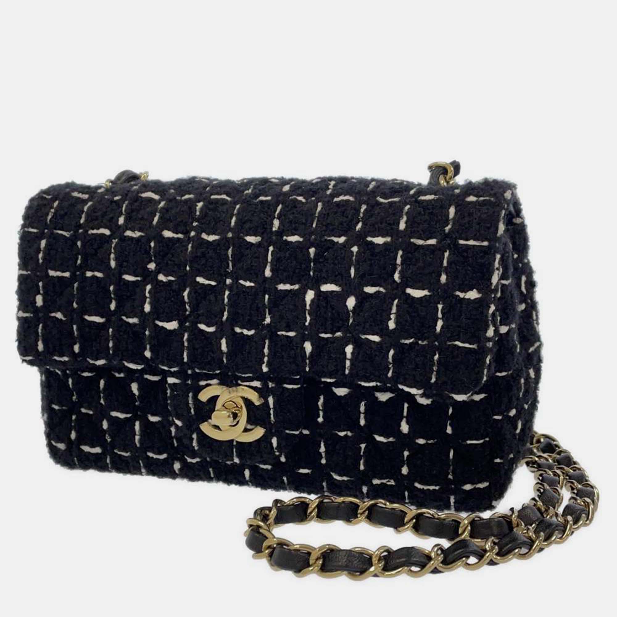 Chanel Black Tweed Flap Bag