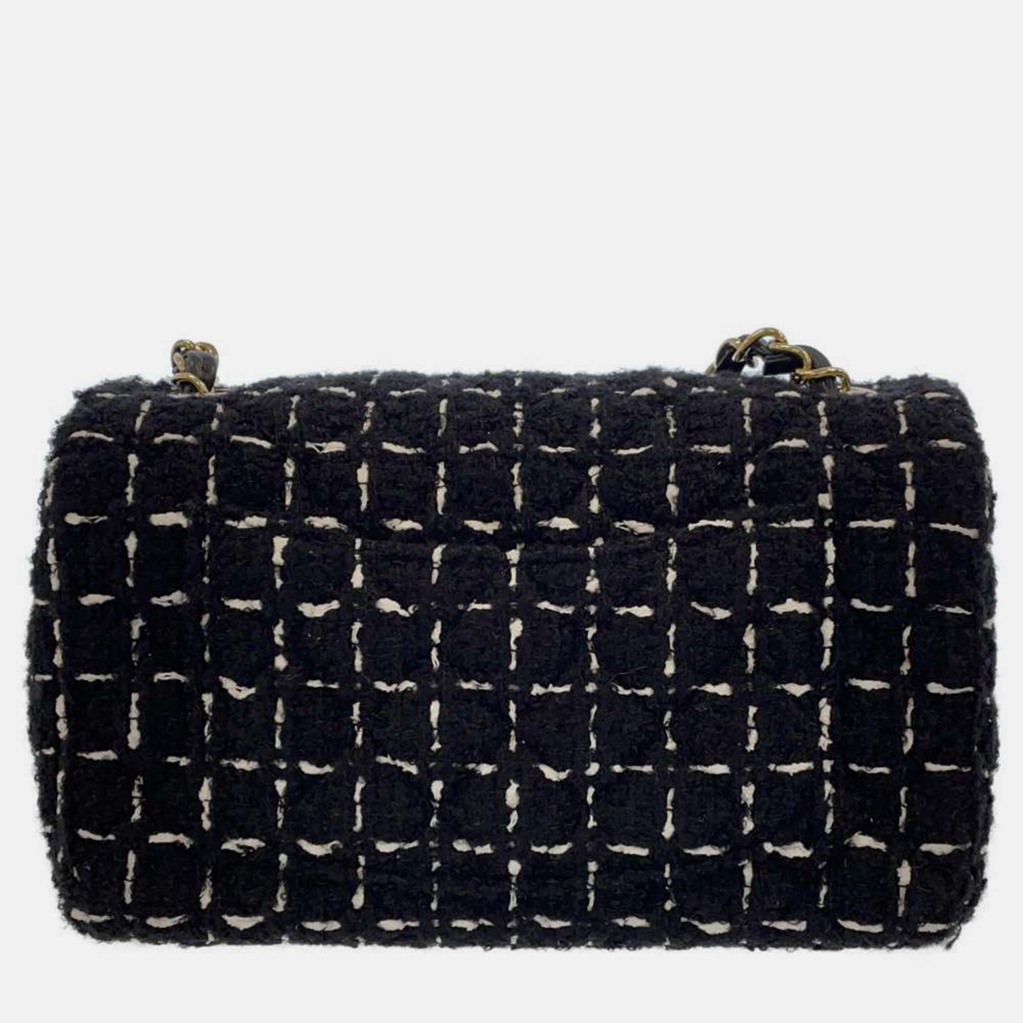 Chanel Black Tweed Flap Bag