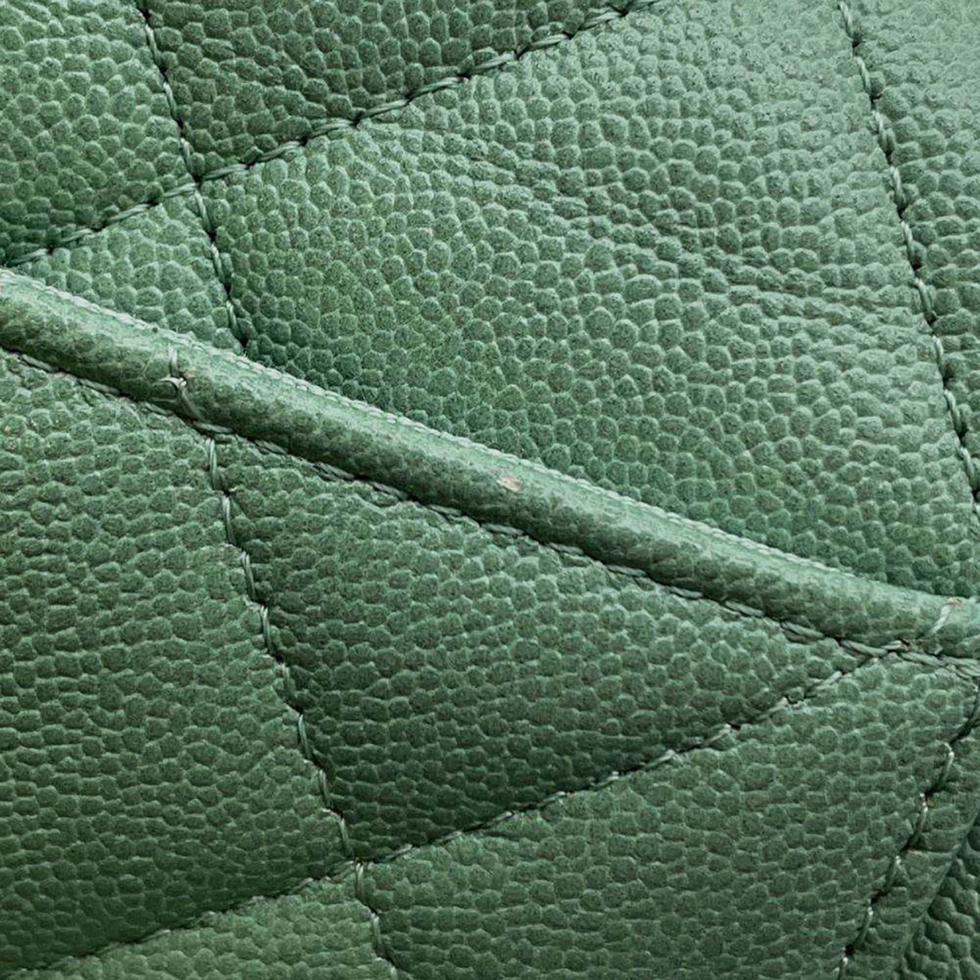 Chanel Green Leather Cc Flap Bag