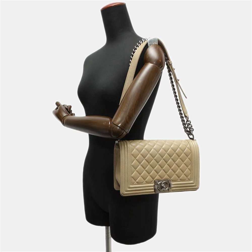 Chanel Brown Leather Boy Shoulder Bag