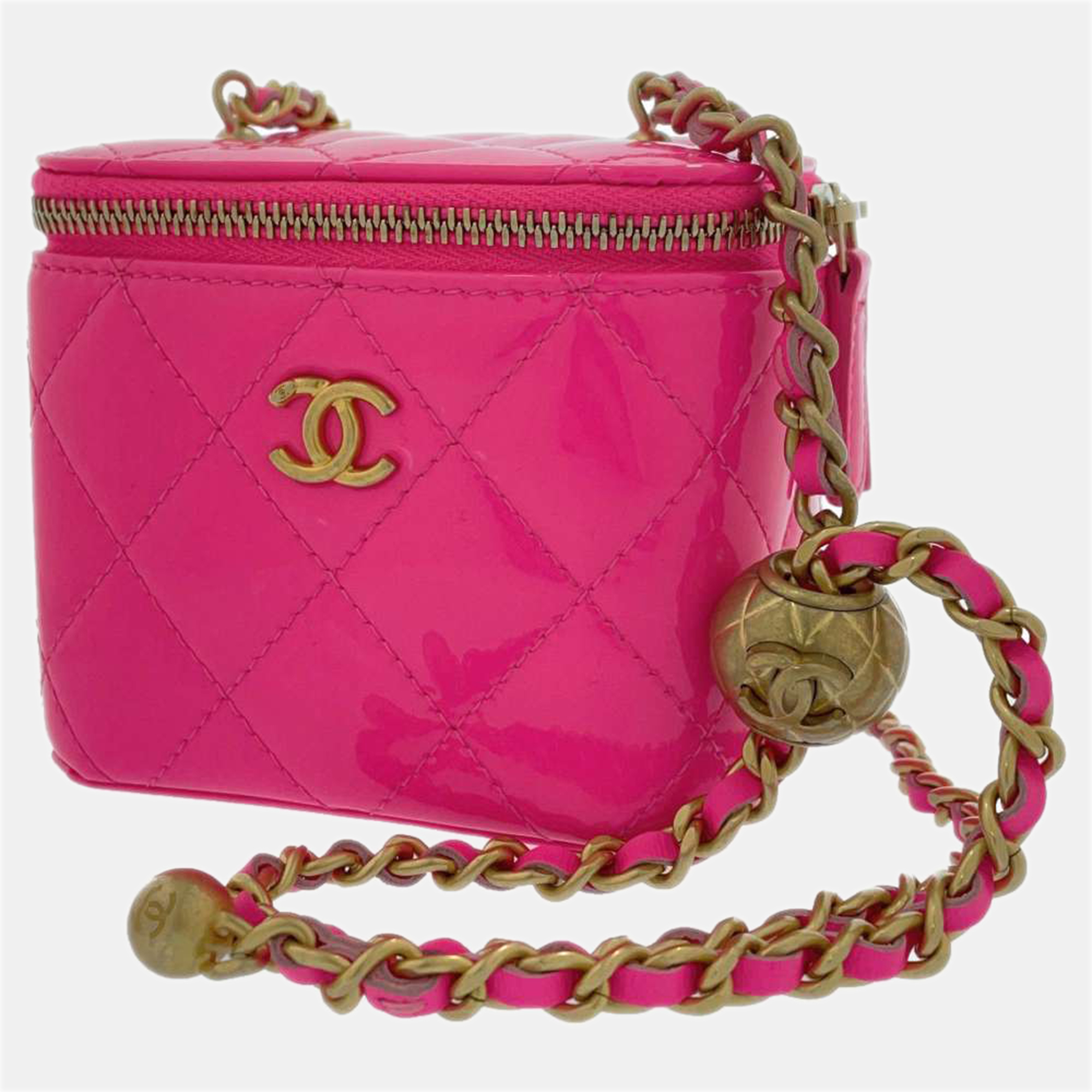 Chanel Pink Patent Leather Vanity Bag