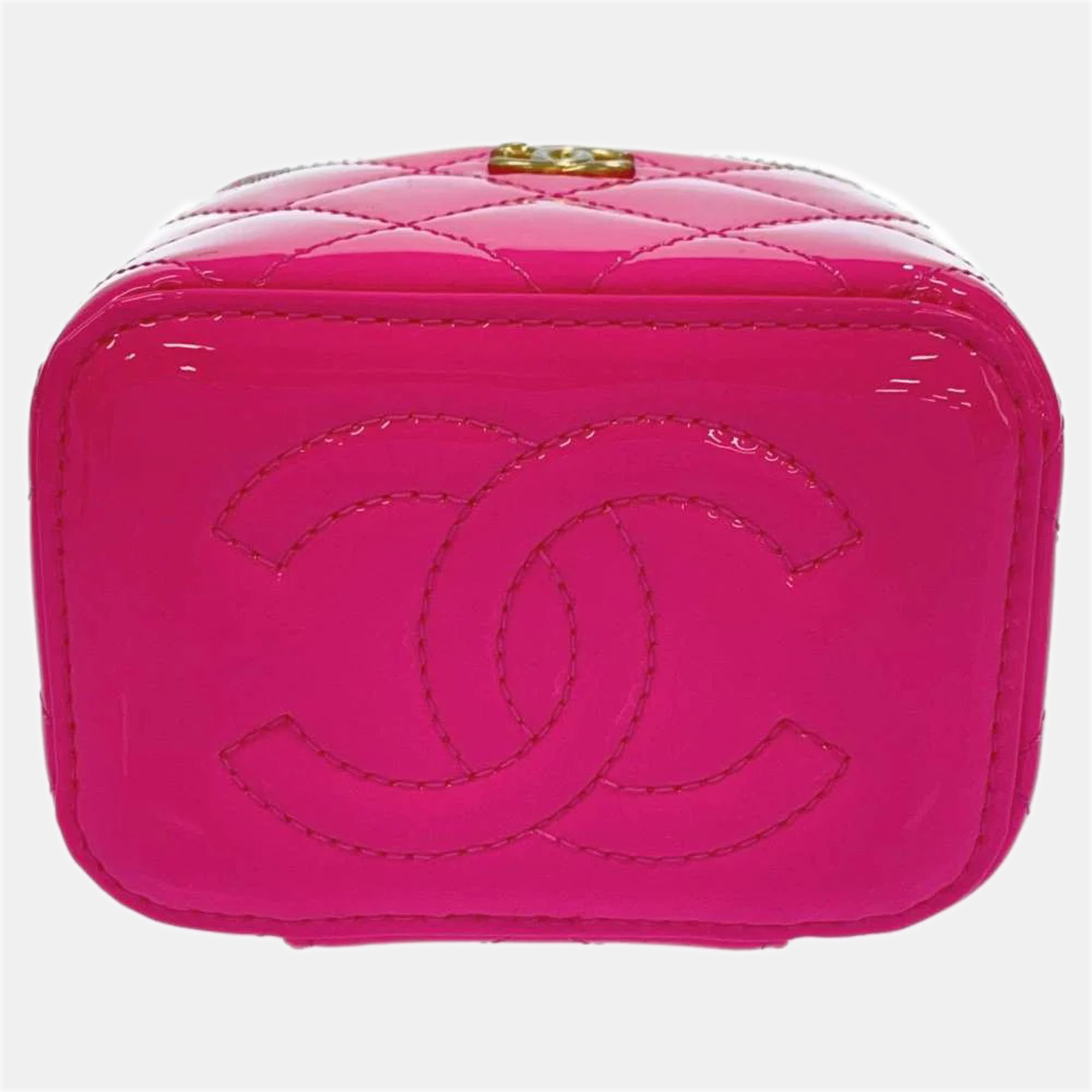 Chanel Pink Patent Leather Vanity Bag