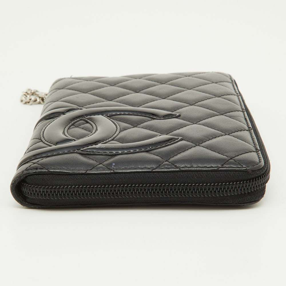 Chanel Black Quilted Leather Cambon Ligne Zippy Organizer Wallet