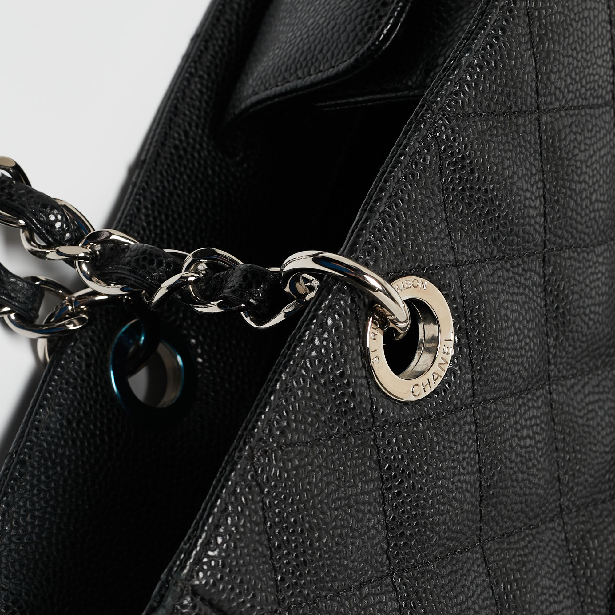 Chanel Black Caviar Quilted Leather CC Tote