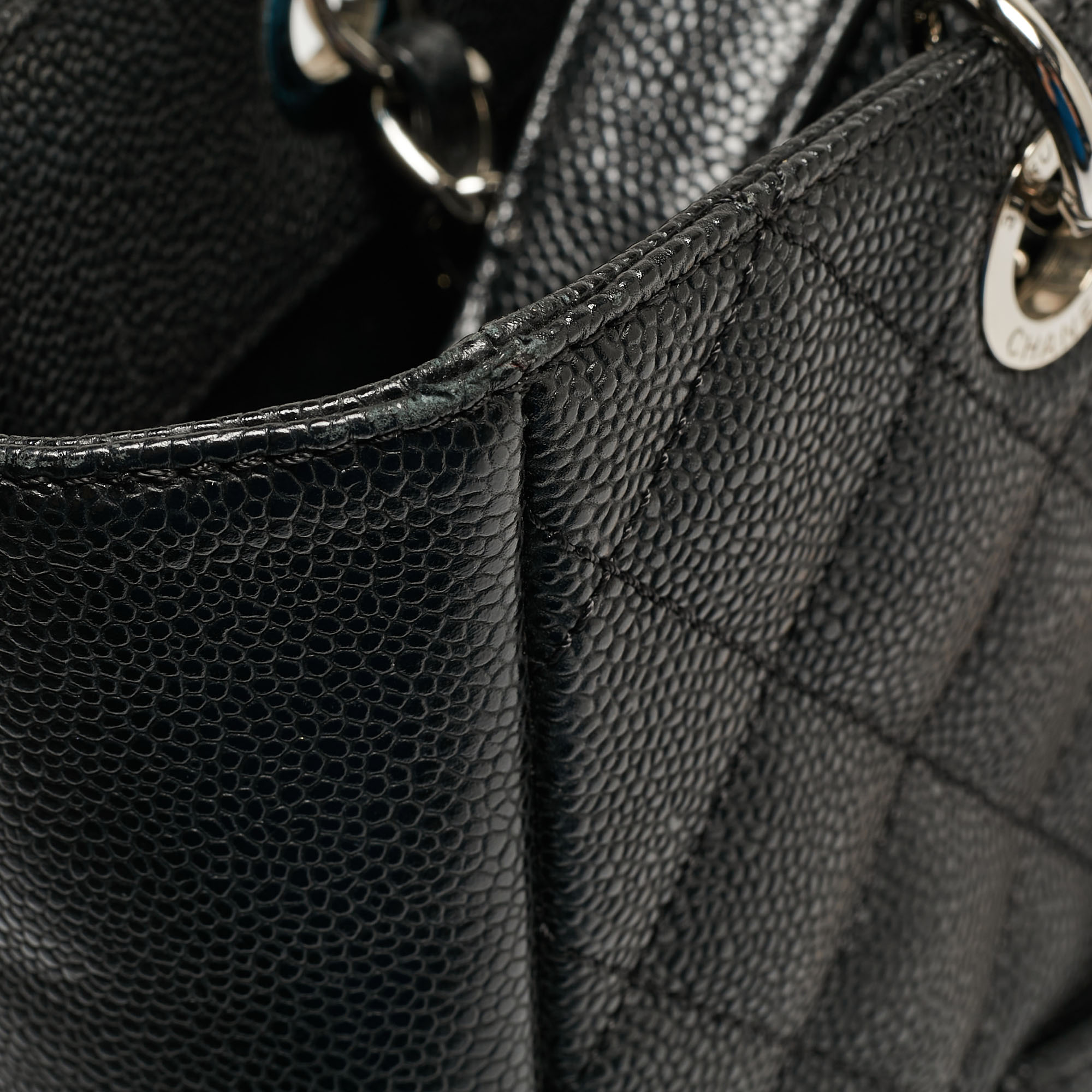 Chanel Black Caviar Quilted Leather CC Tote