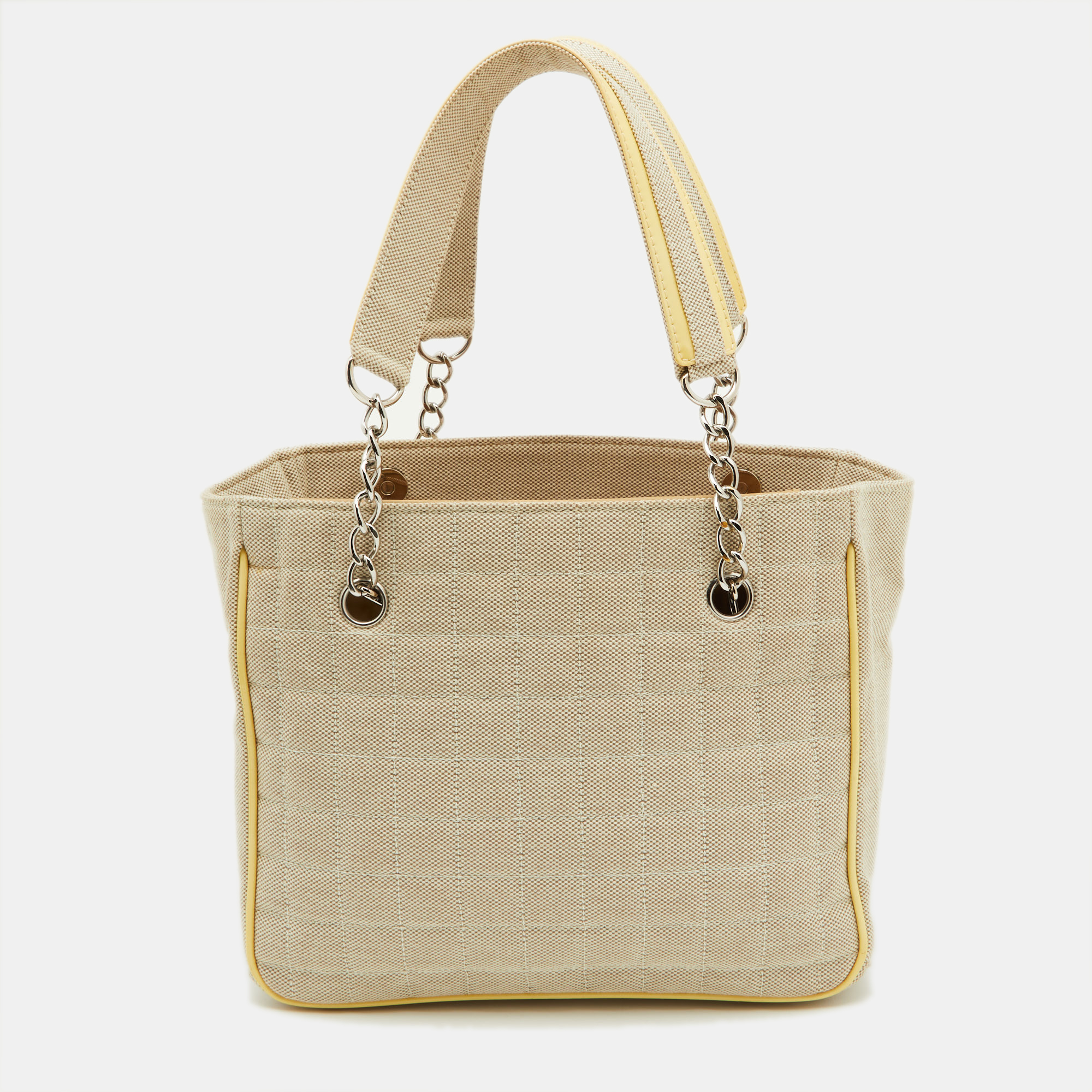 Chanel Beige/Yellow Canvas And Patent Leather Camellia No.5 Tote