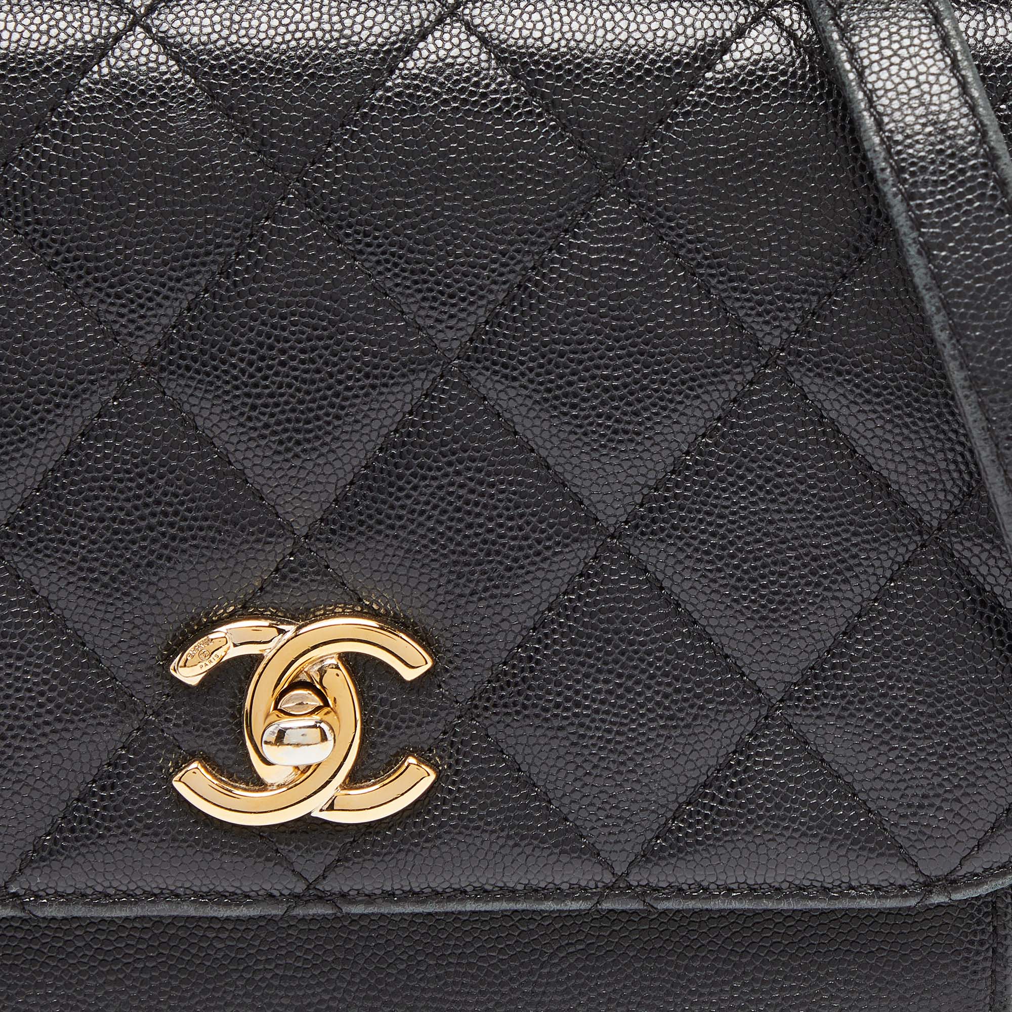 Chanel Black Caviar Leather Business Affinity Chain Flap Bag