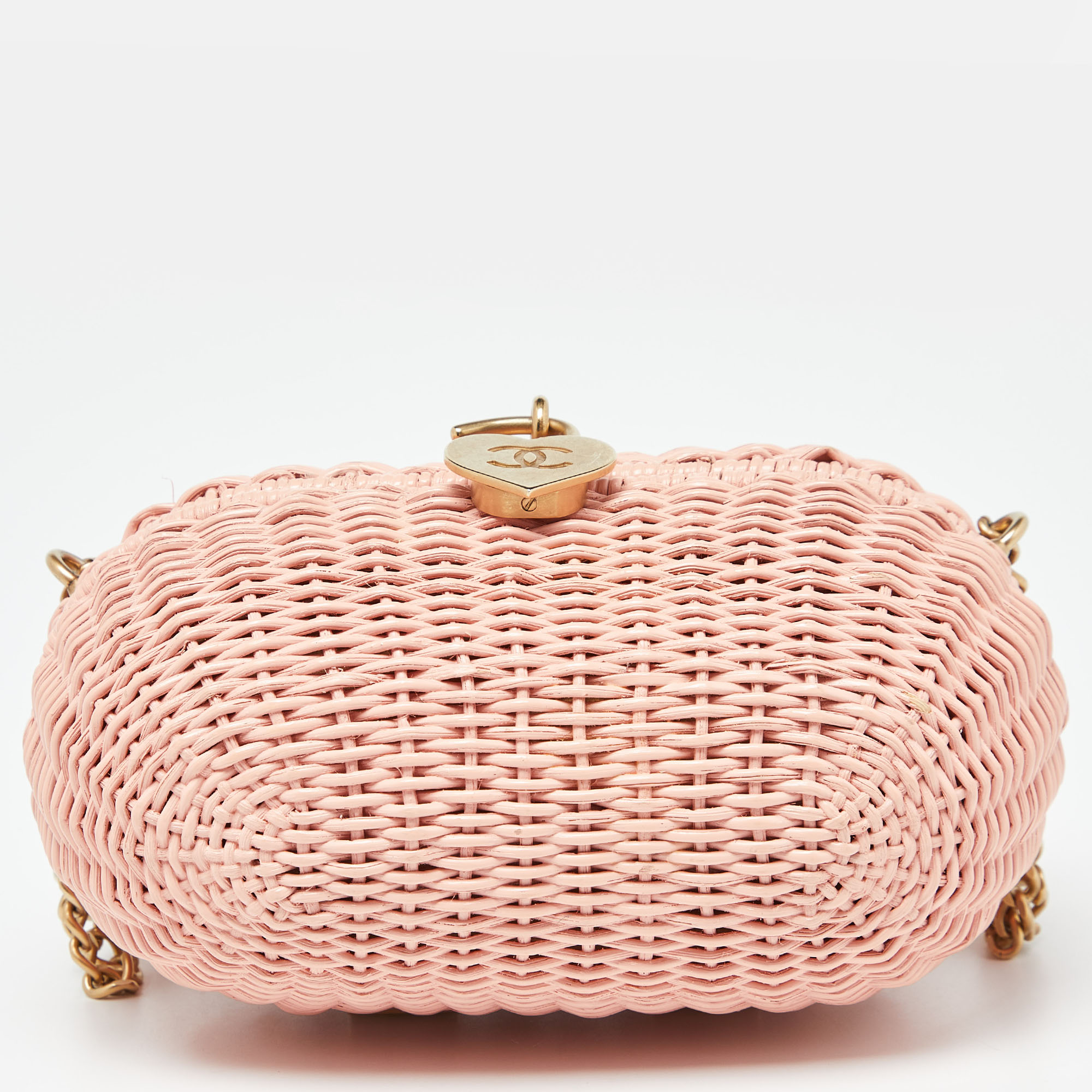 Chanel Pink Wicker Oval Locket Basket Chain Bag