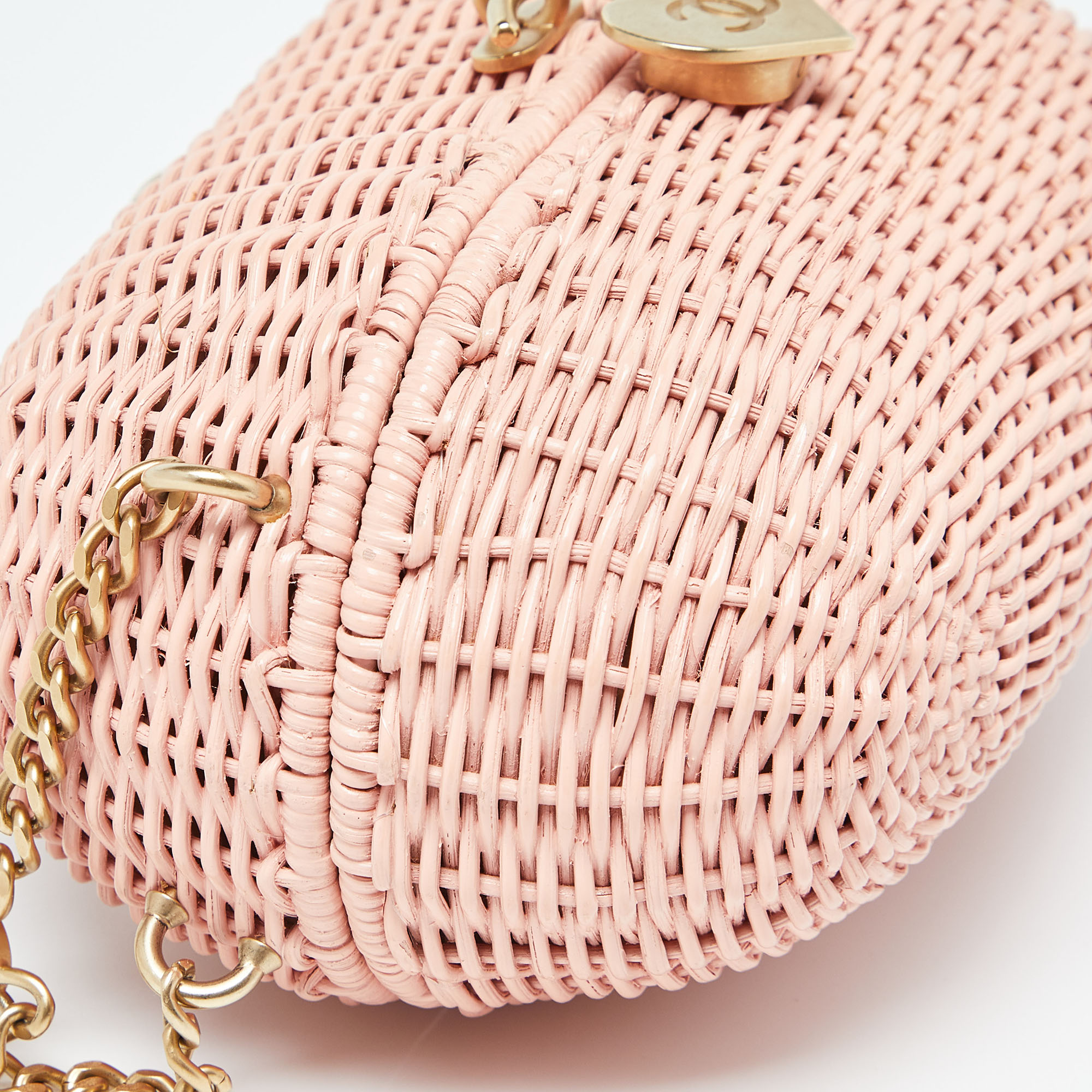 Chanel Pink Wicker Oval Locket Basket Chain Bag